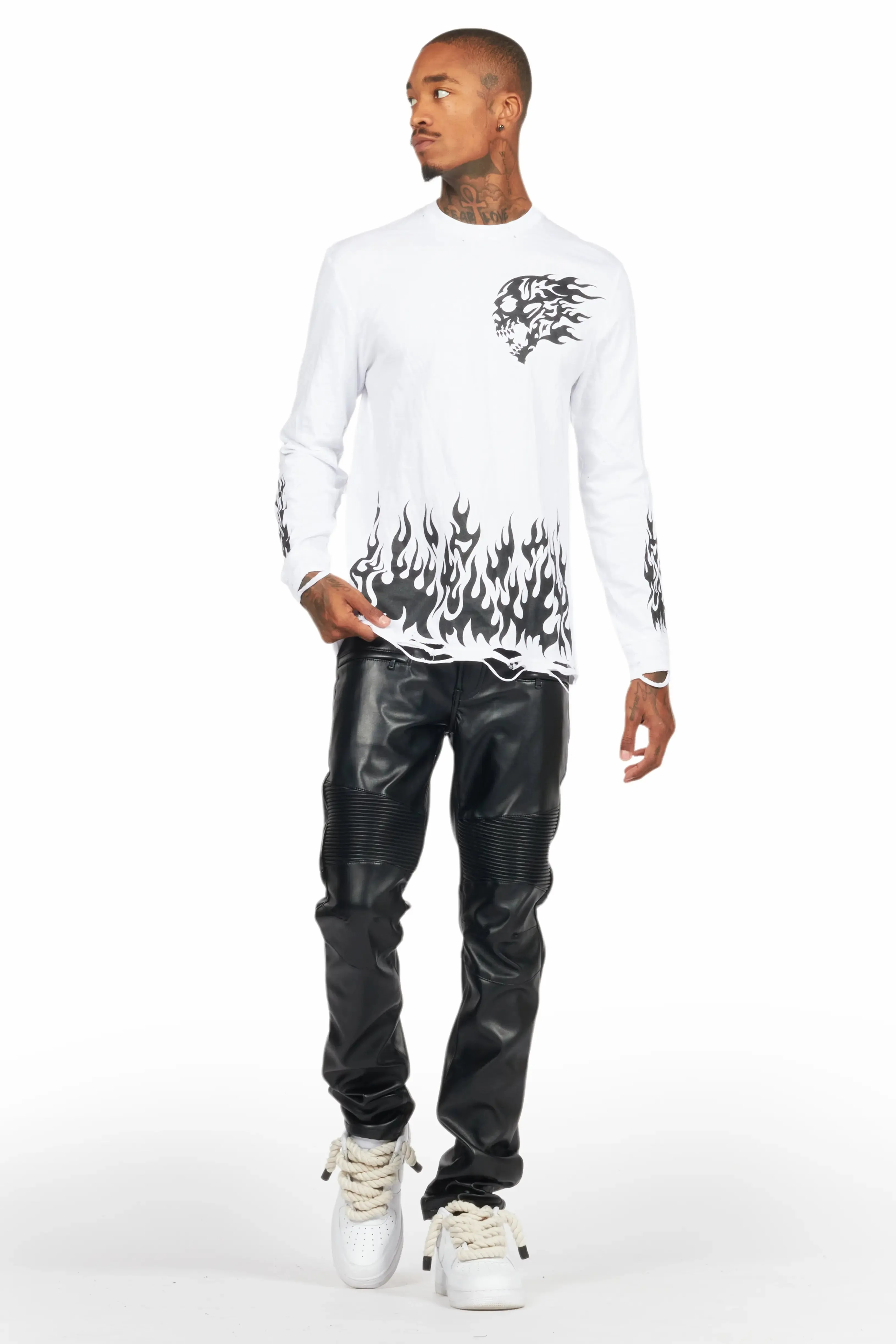 Richh Black PU Biker Jean sold by Rockstar Original product image thumbnail 3