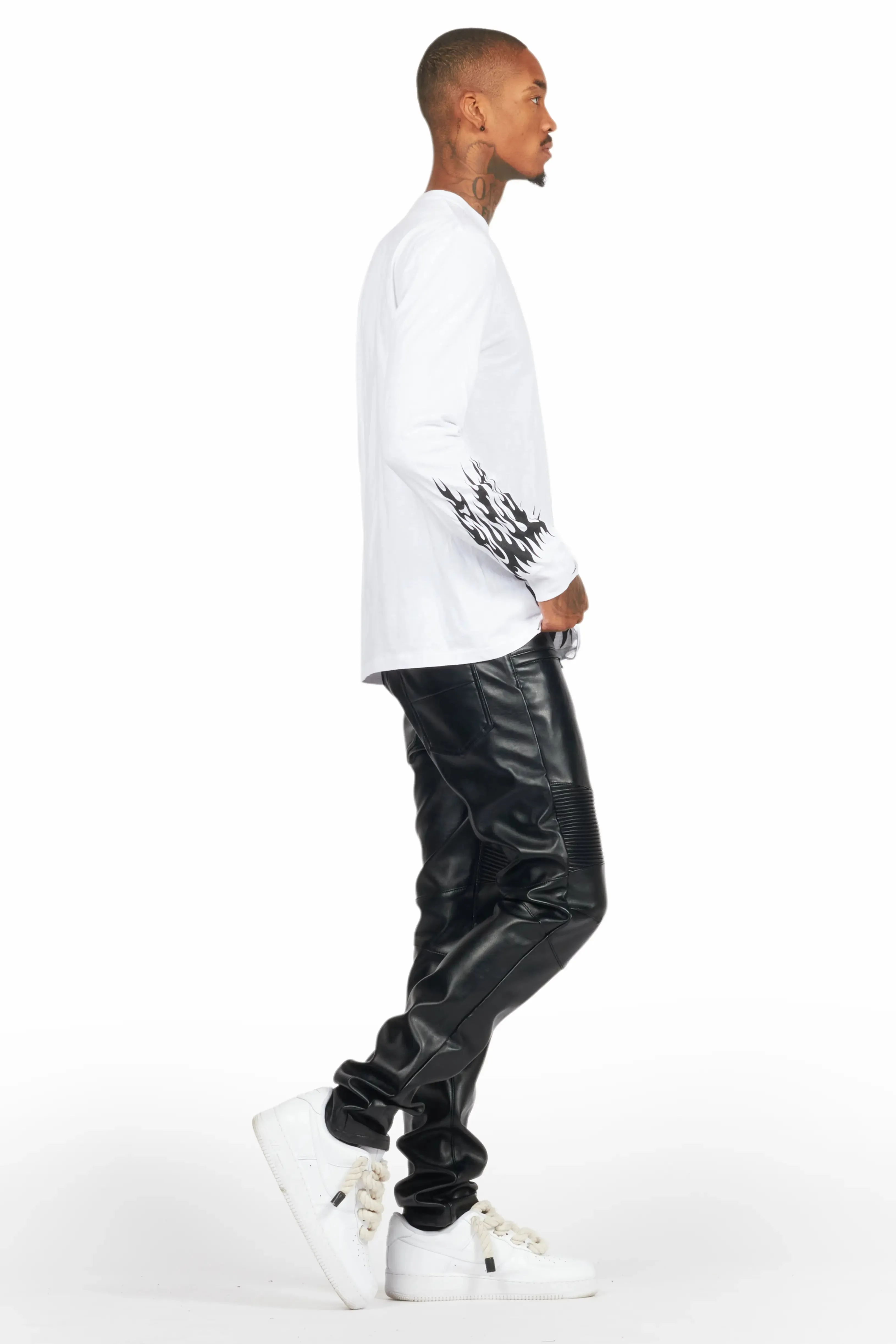 Richh Black PU Biker Jean sold by Rockstar Original product image thumbnail 4