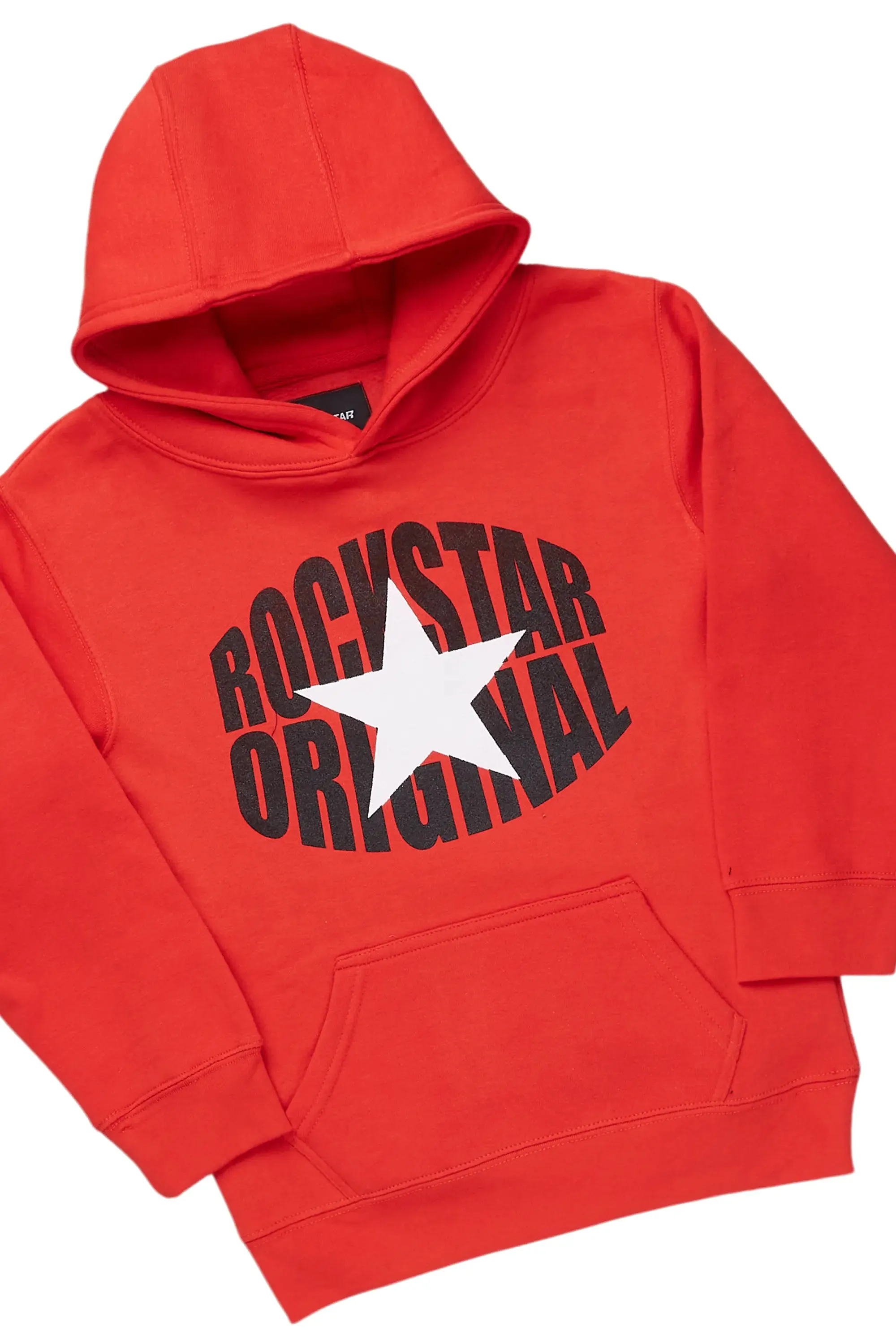 Boys Ezra Red/Black Multi Hoodie/Stacked Flare Jean Set sold by Rockstar Original product image thumbnail 2