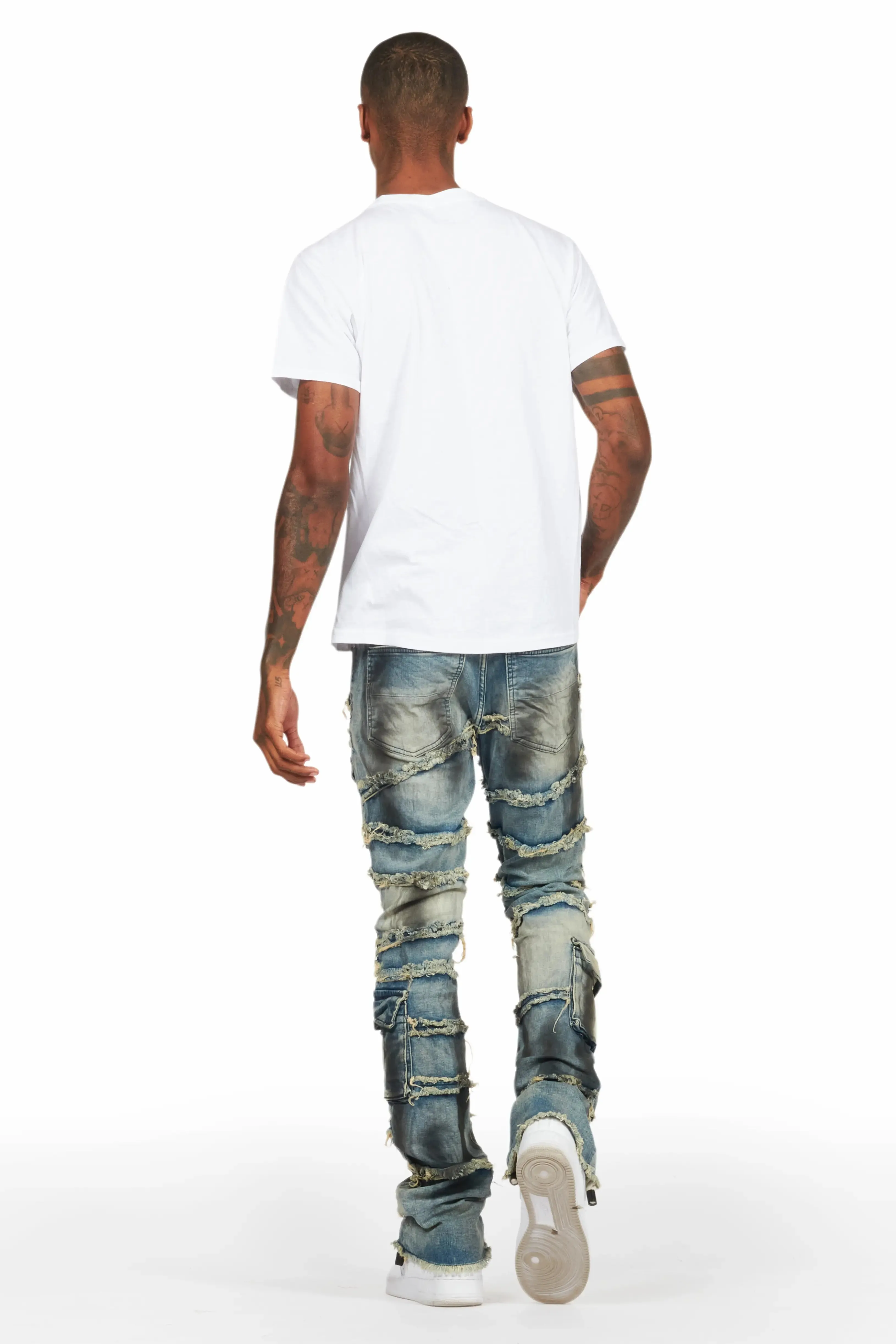 Yves Blue Stacked Flare Cargo Jean sold by Rockstar Original product image thumbnail 5