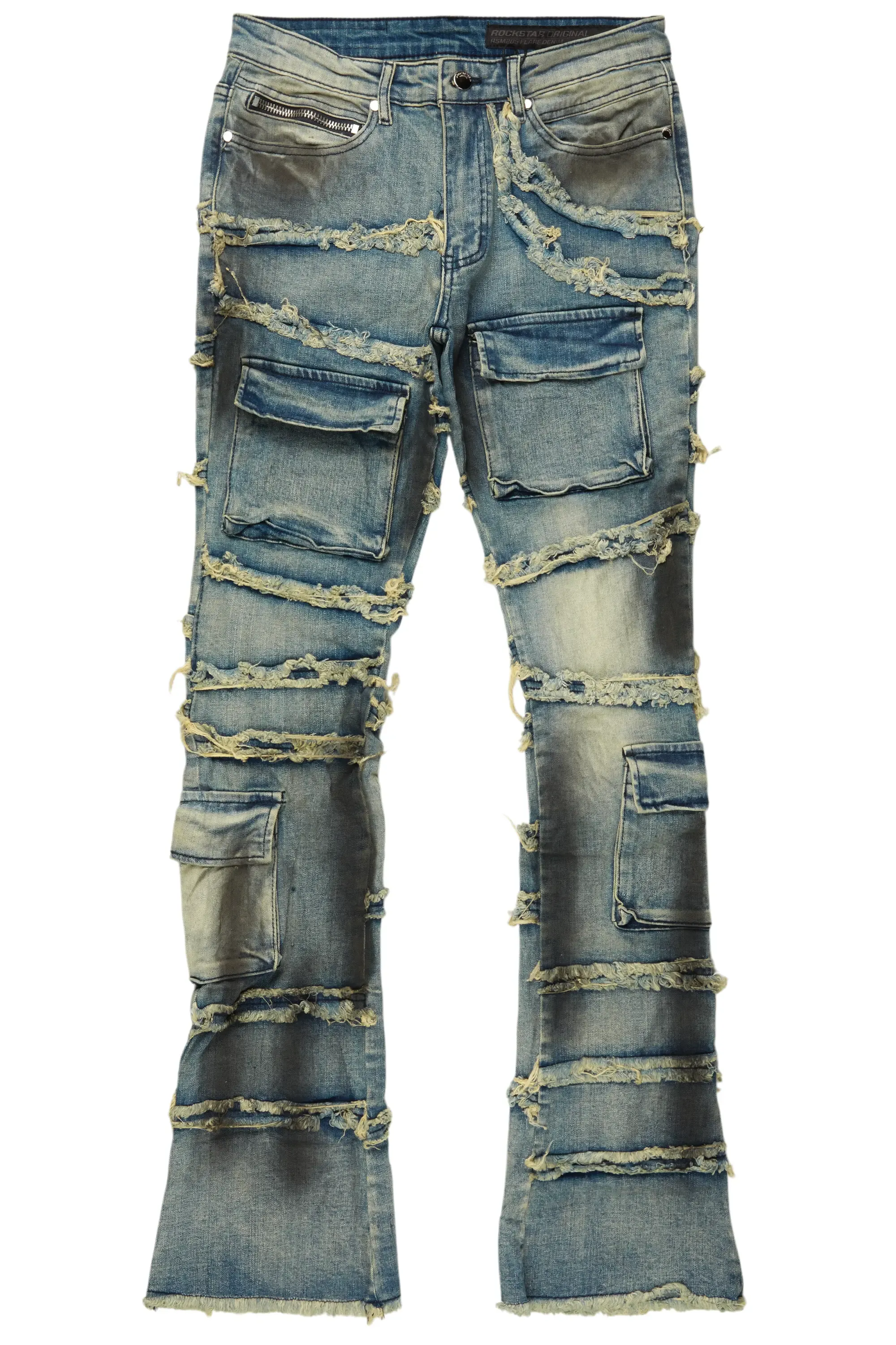 Yves Blue Stacked Flare Cargo Jean sold by Rockstar Original product image thumbnail 2