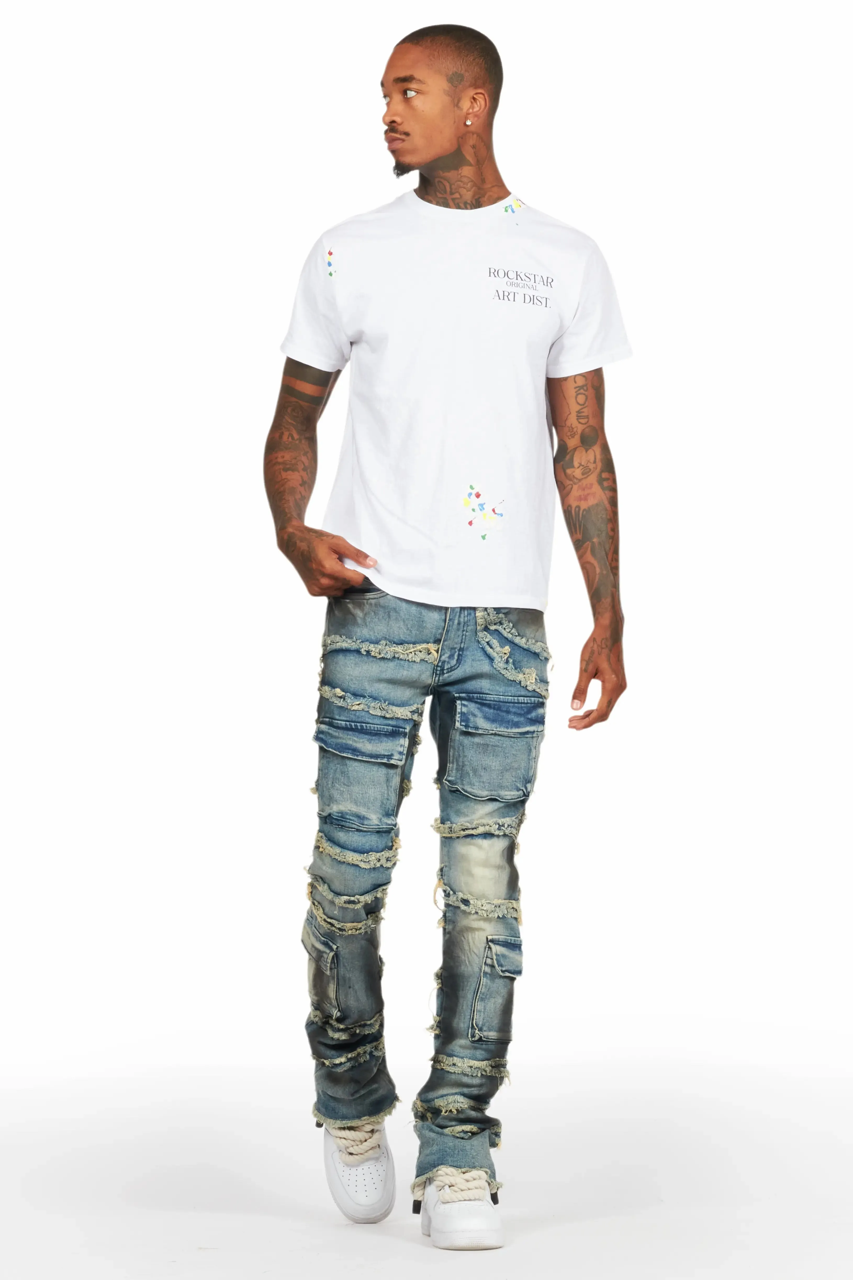 Yves Blue Stacked Flare Cargo Jean sold by Rockstar Original product image thumbnail 3