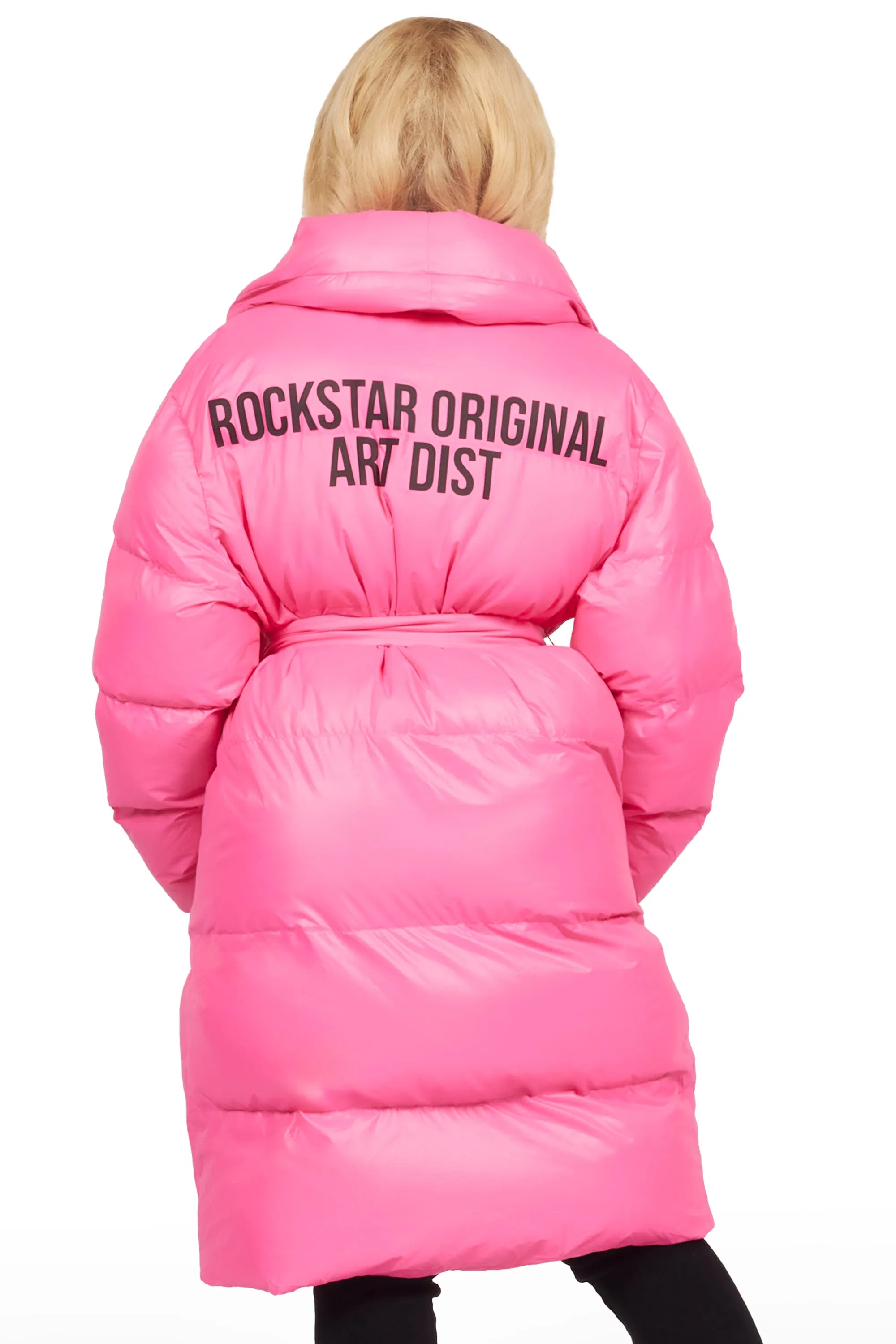 Sehrazat Hot Pink Long Wrap Puffer Jacket sold by Rockstar Original product image thumbnail 4