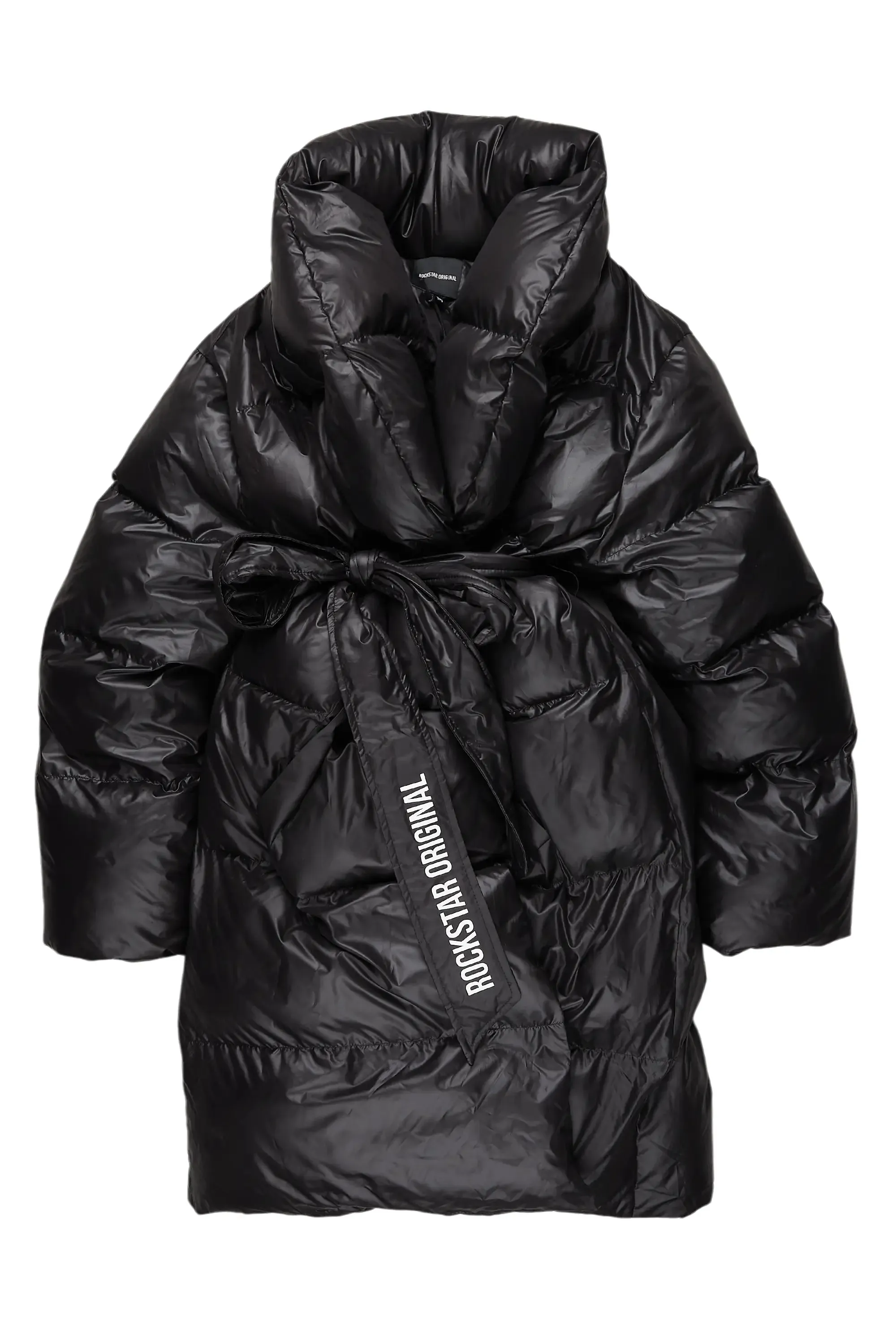 Sehrazat Black Long Wrap Puffer Jacket sold by Rockstar Original product image thumbnail 2