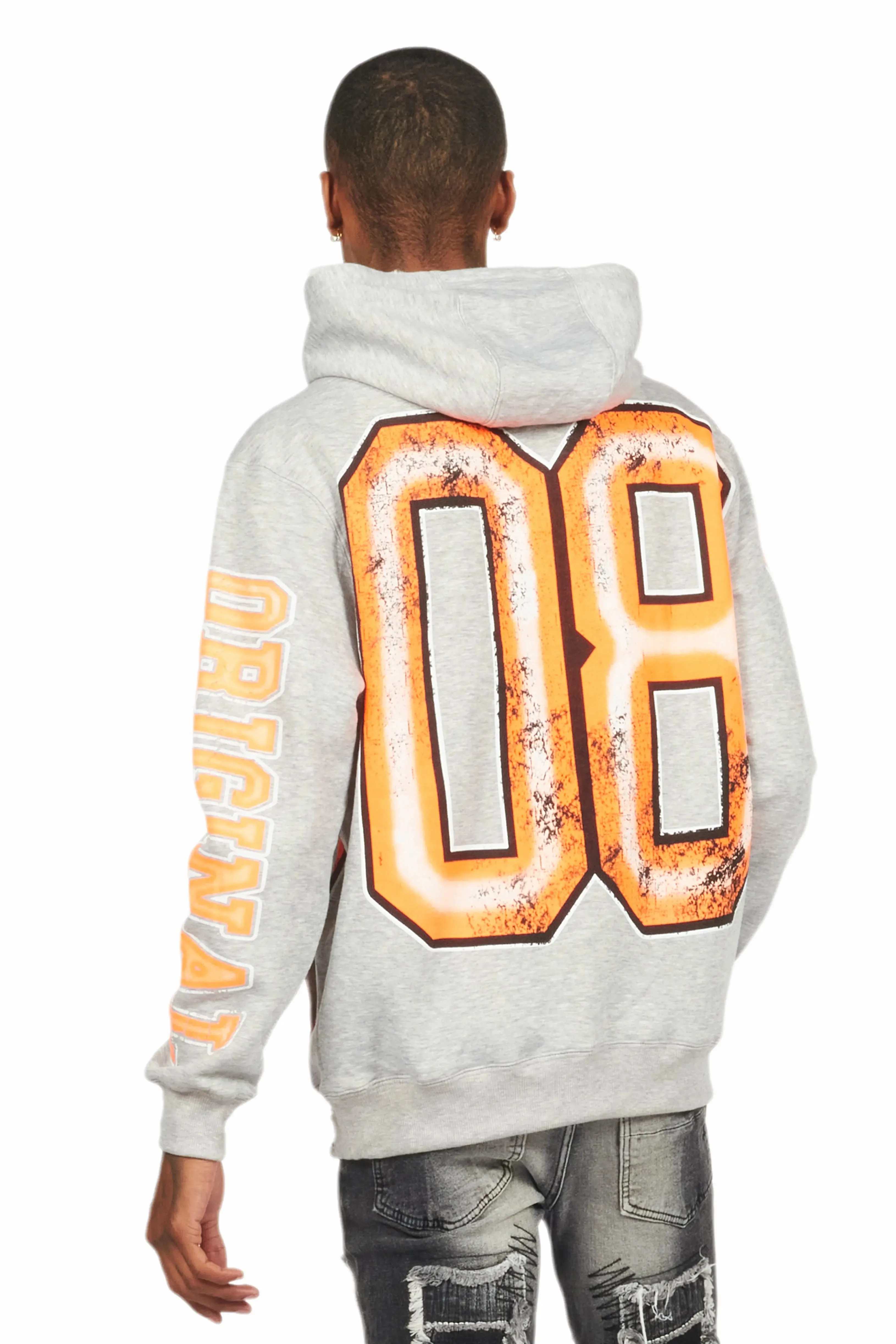 Fields Grey/Orange Distressed Graphic Hoodie sold by Rockstar Original product image thumbnail 4