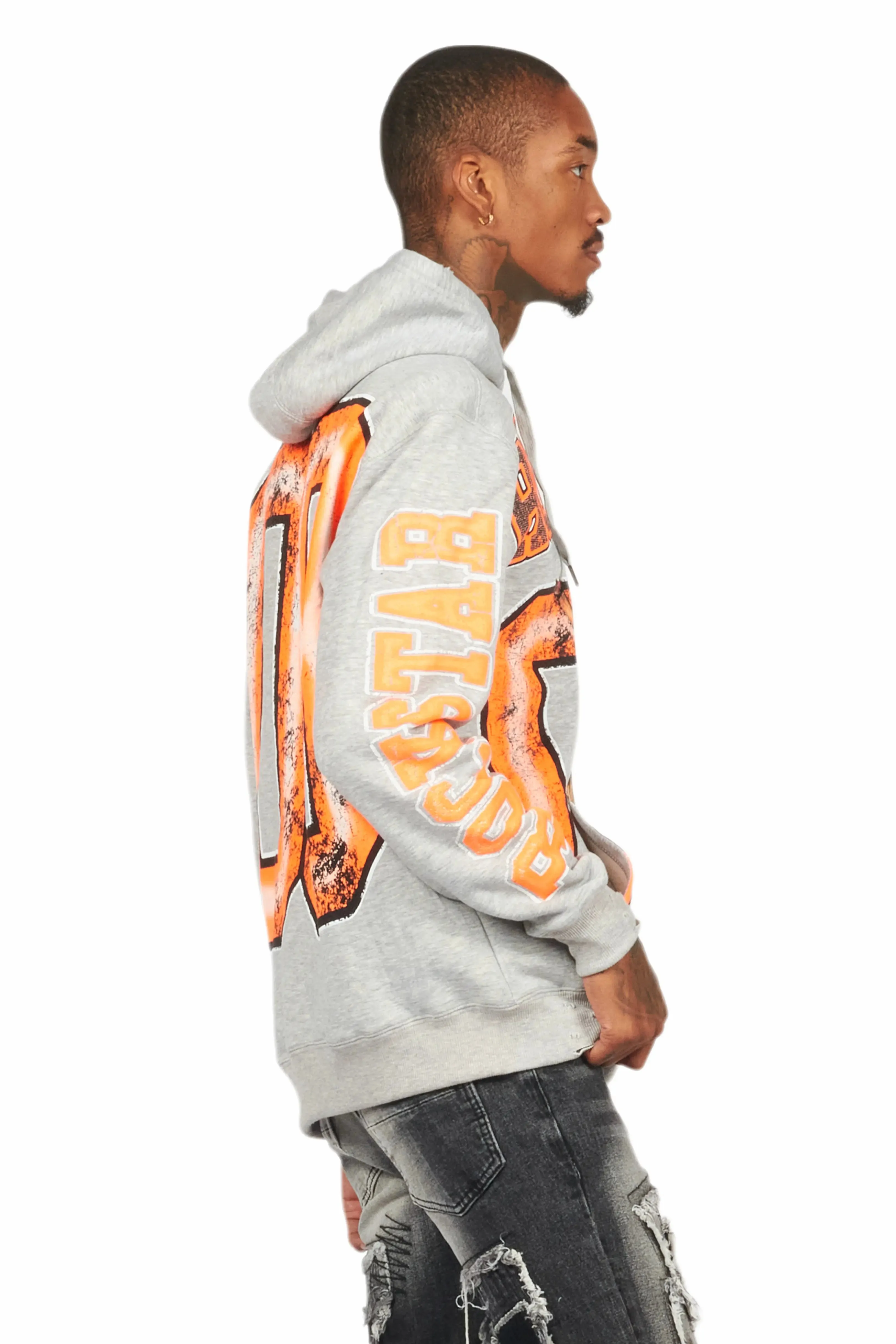 Fields Grey/Orange Distressed Graphic Hoodie sold by Rockstar Original product image thumbnail 3
