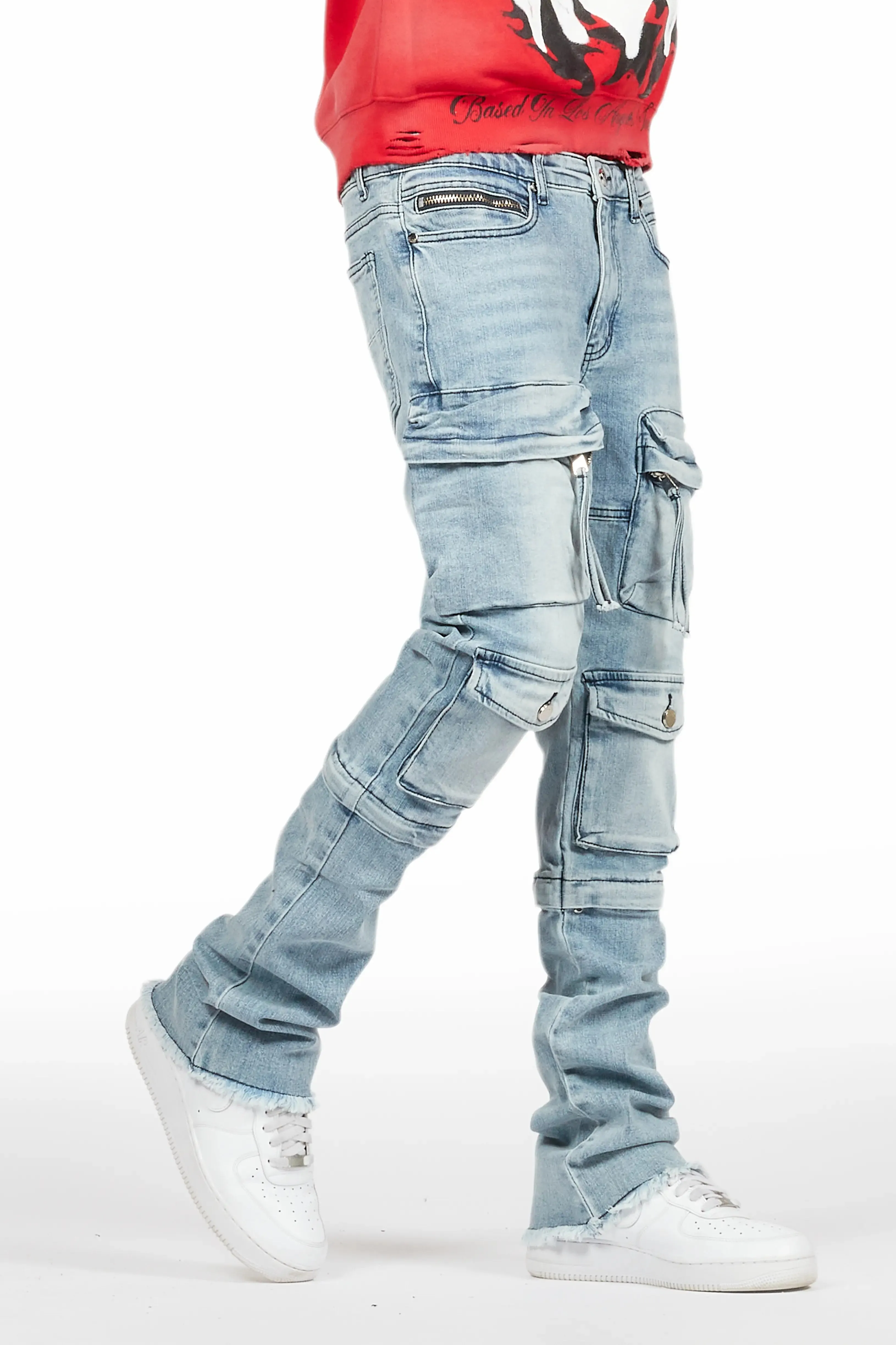Jan Blue Stacked Flare Cargo Jean sold by Rockstar Original