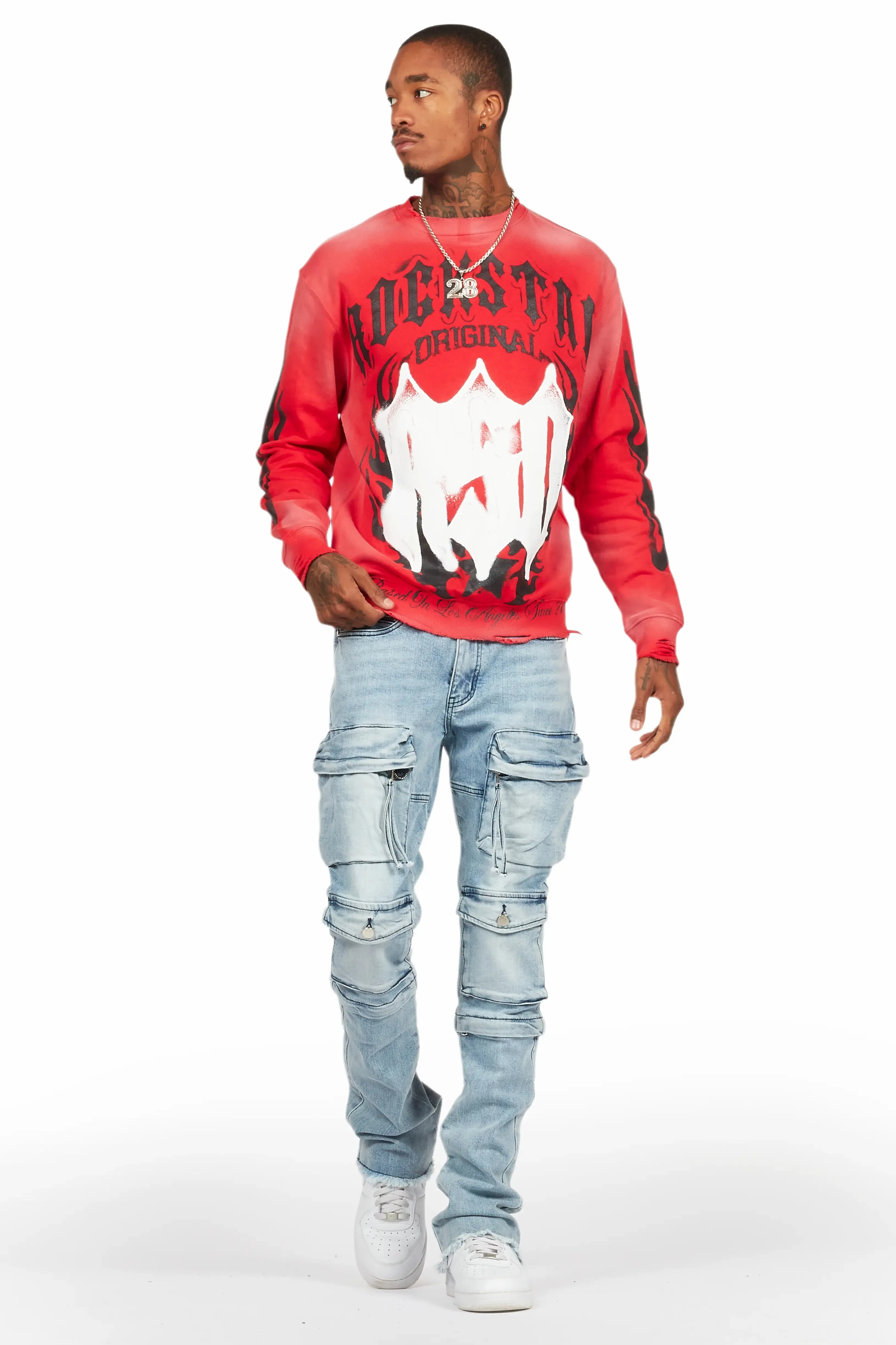 Jan Blue Stacked Flare Cargo Jean sold by Rockstar Original product image thumbnail 3