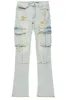 Adalee Blue Cargo Stacked Flare Jean sold by Rockstar Original