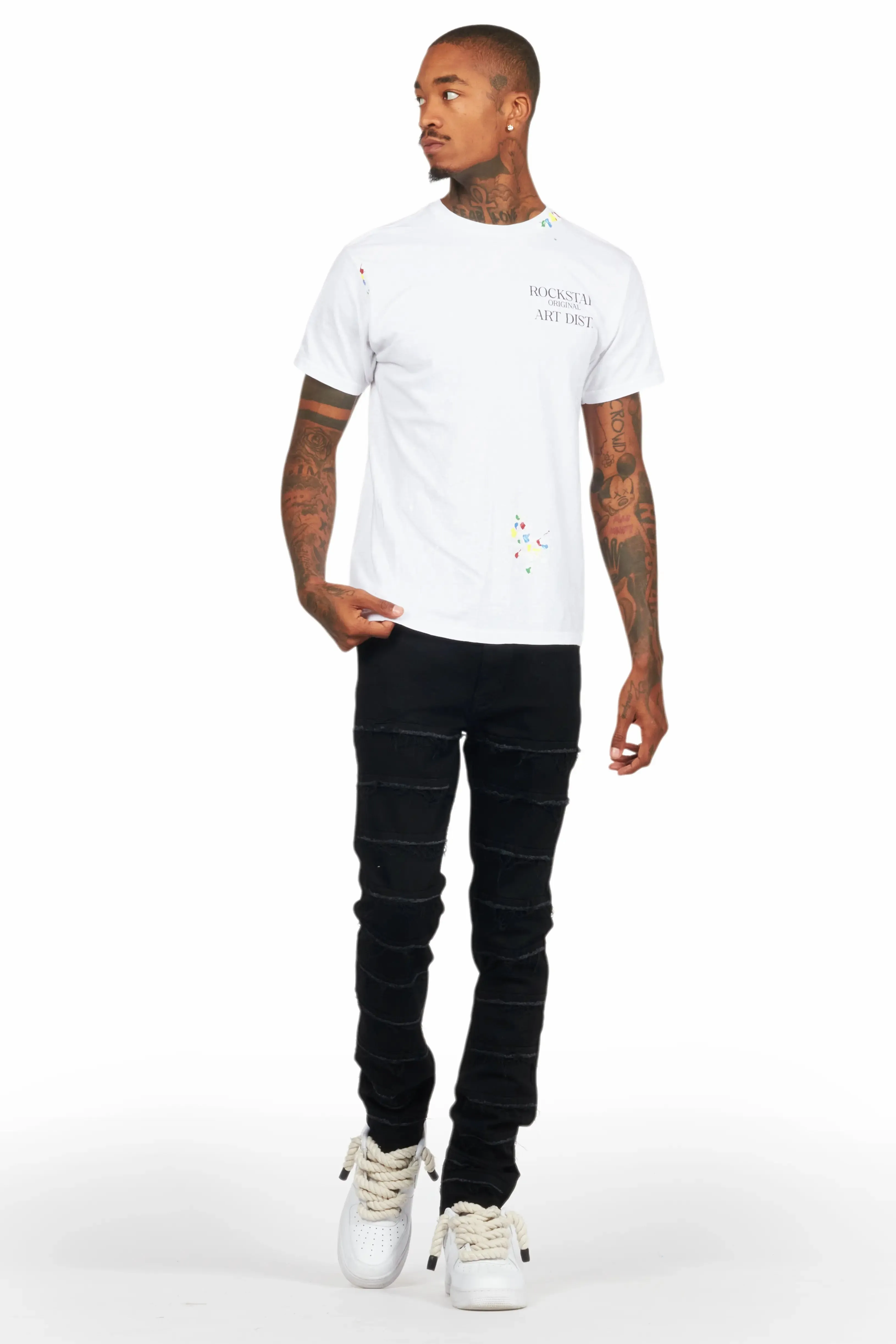 Waylon Jet Black Frayed Slim Fit Jean sold by Rockstar Original product image thumbnail 3