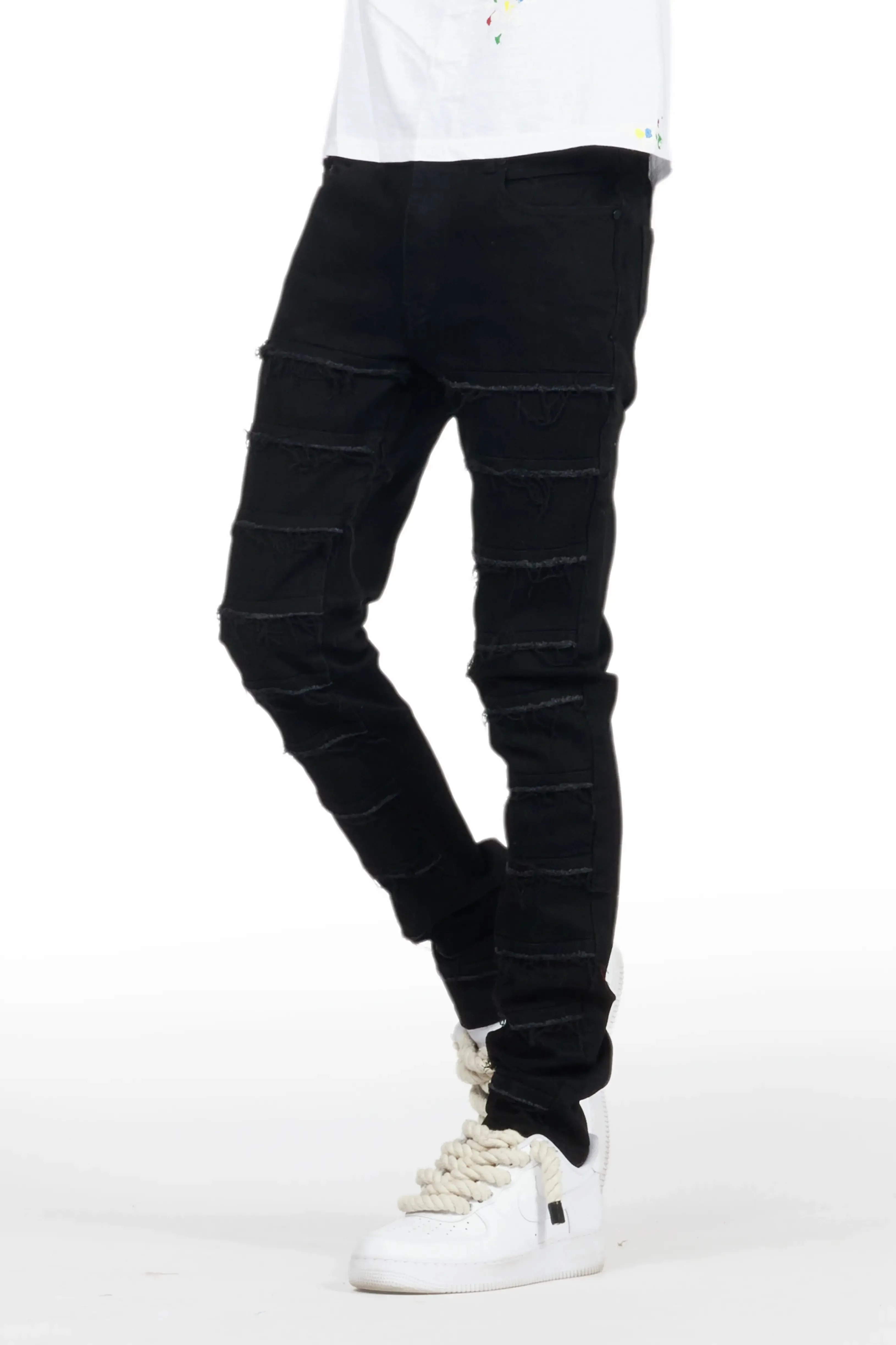 Waylon Jet Black Frayed Slim Fit Jean sold by Rockstar Original