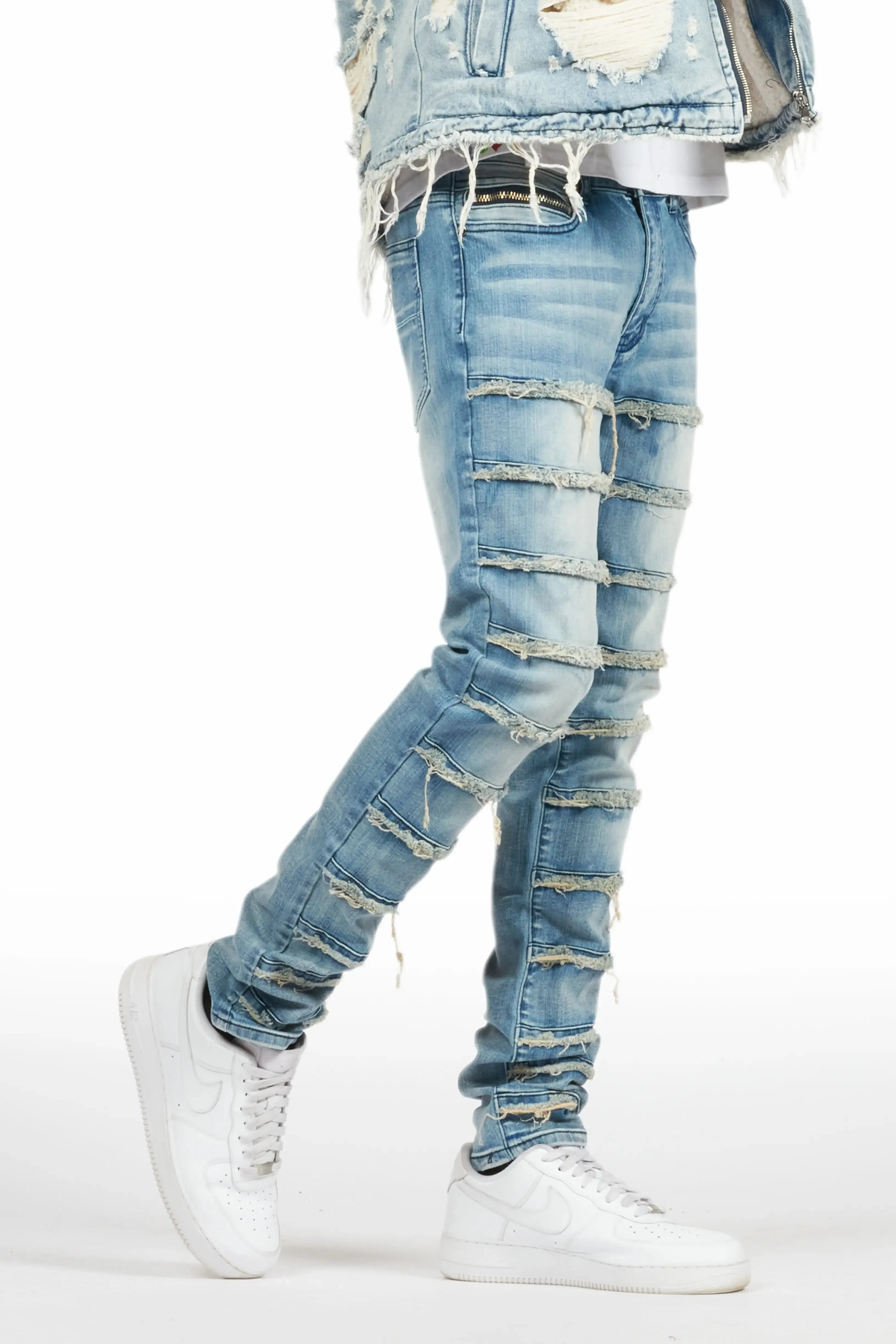 Waylon Rustic Blue Frayed Slim Fit Jean sold by Rockstar Original