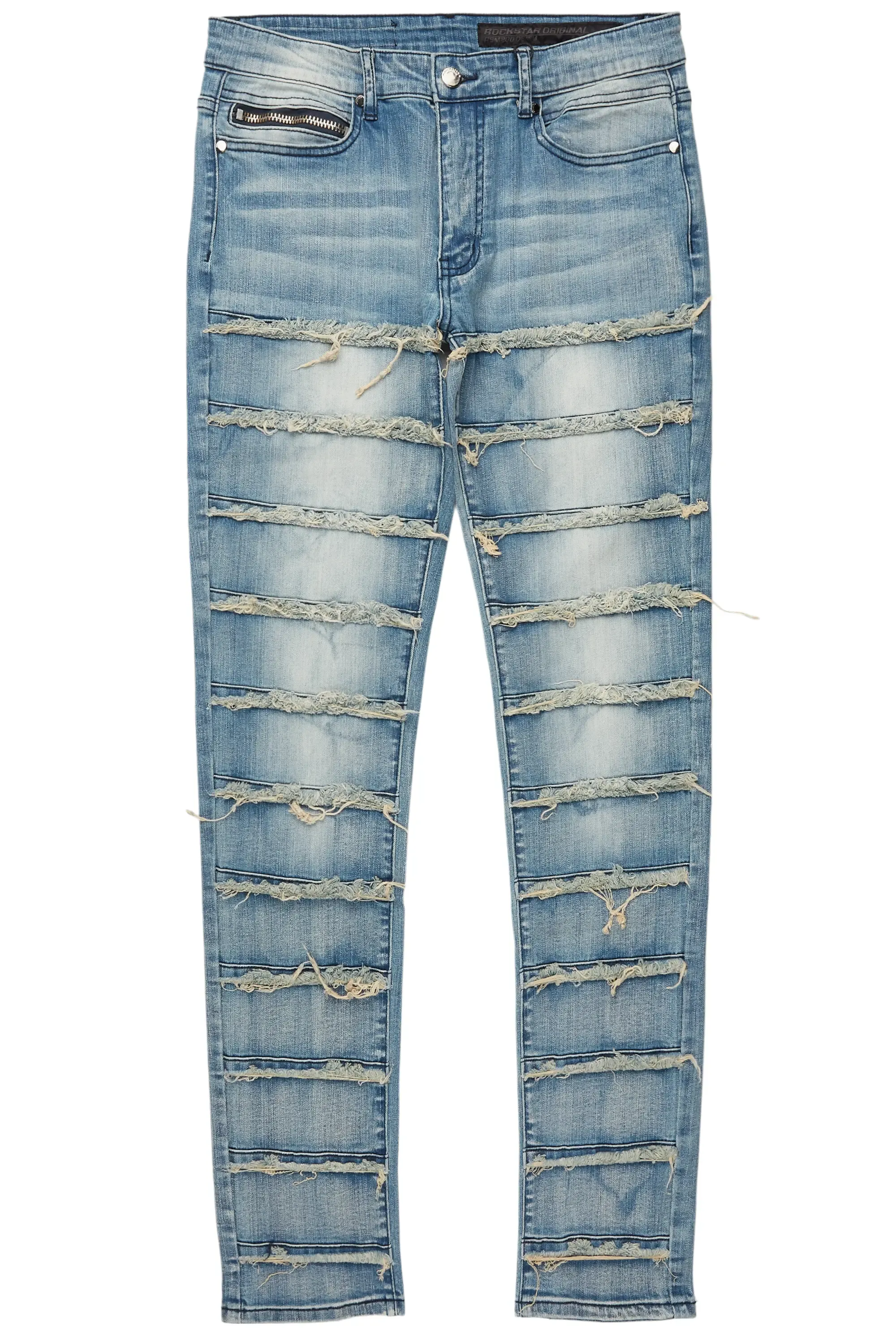 Waylon Rustic Blue Frayed Slim Fit Jean sold by Rockstar Original product image thumbnail 2