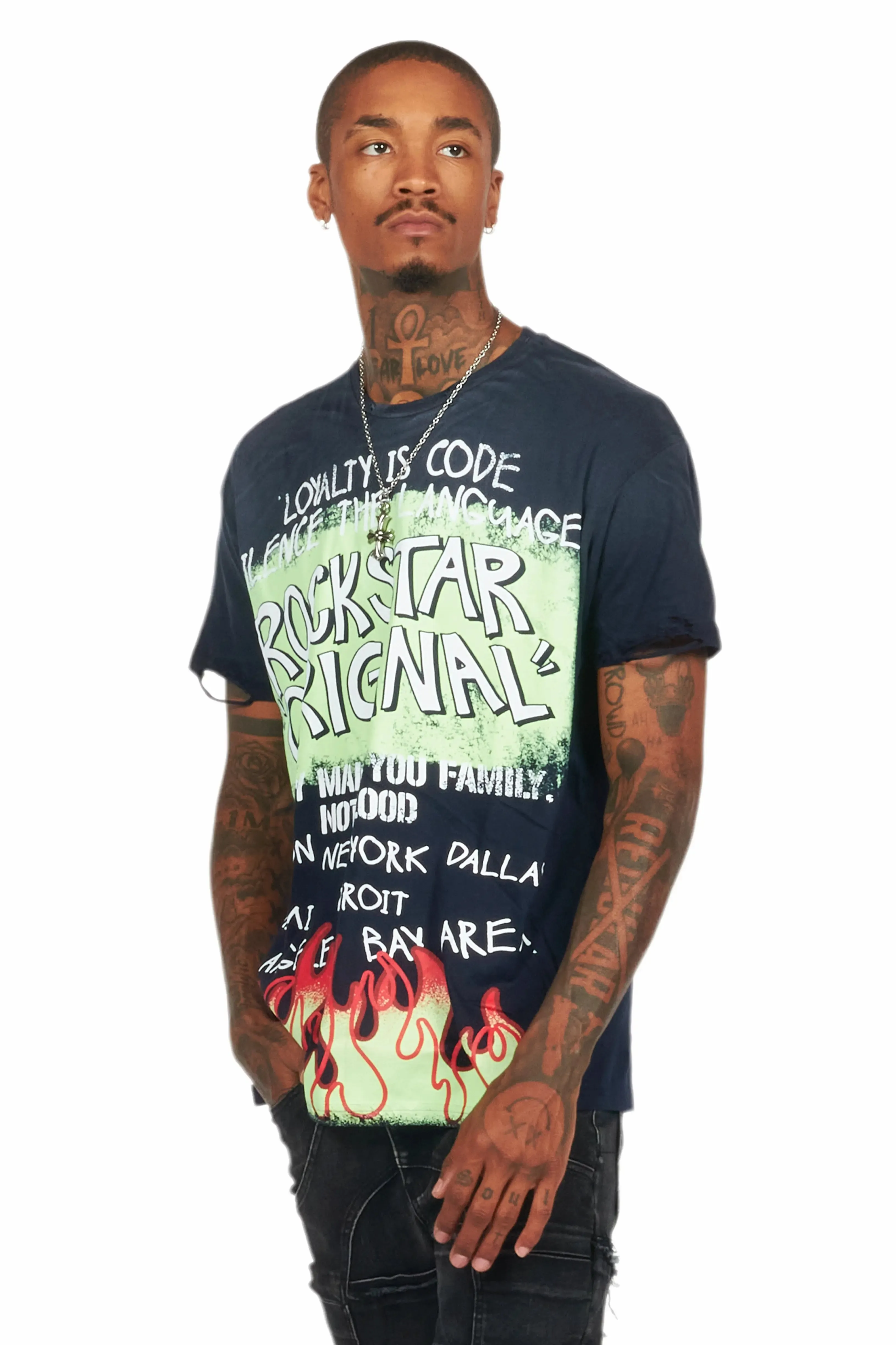 Beno Navy Oversized Graphic T-Shirt sold by Rockstar Original product image thumbnail 4