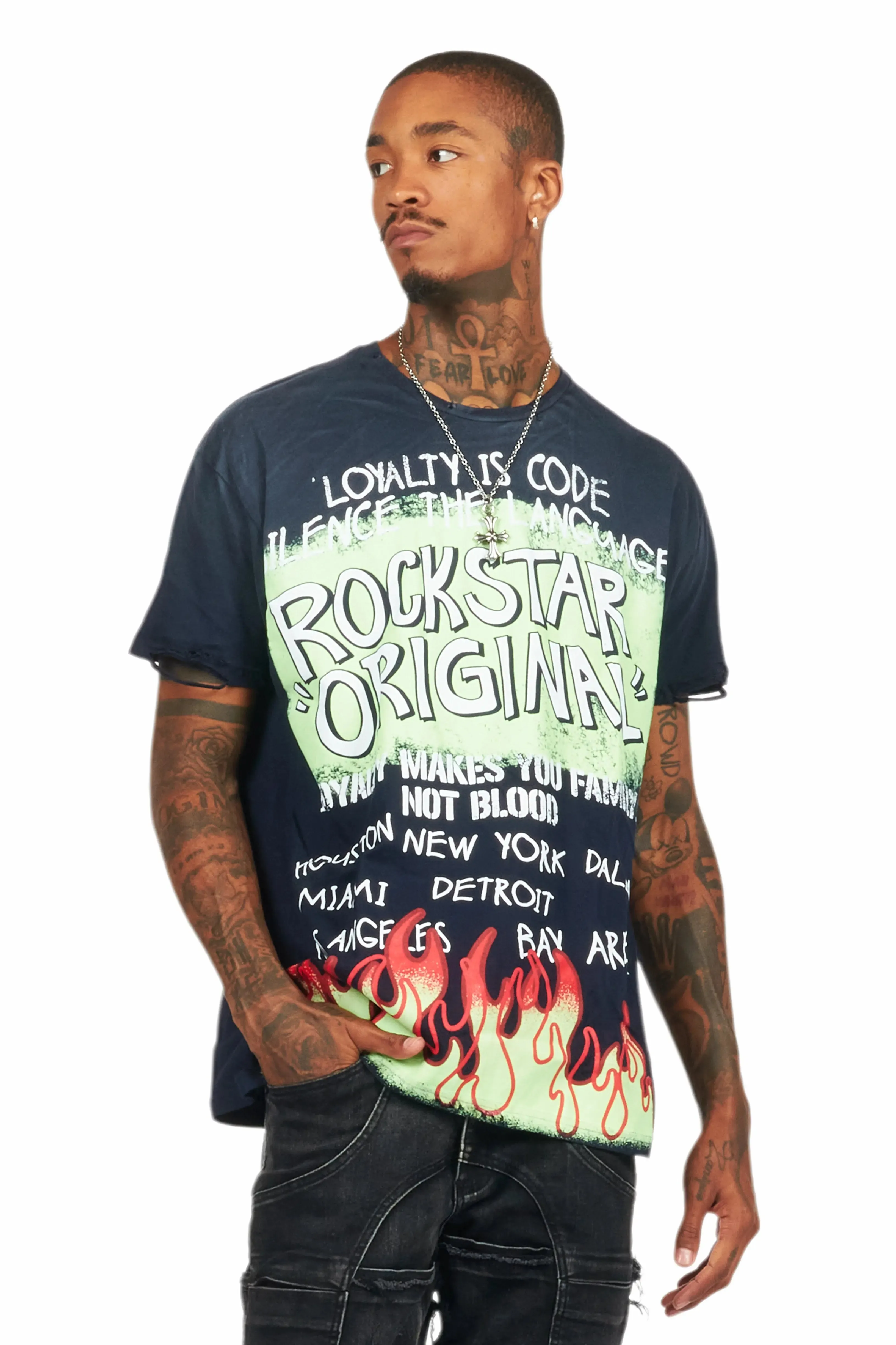 Beno Navy Oversized Graphic T-Shirt sold by Rockstar Original product image thumbnail 2