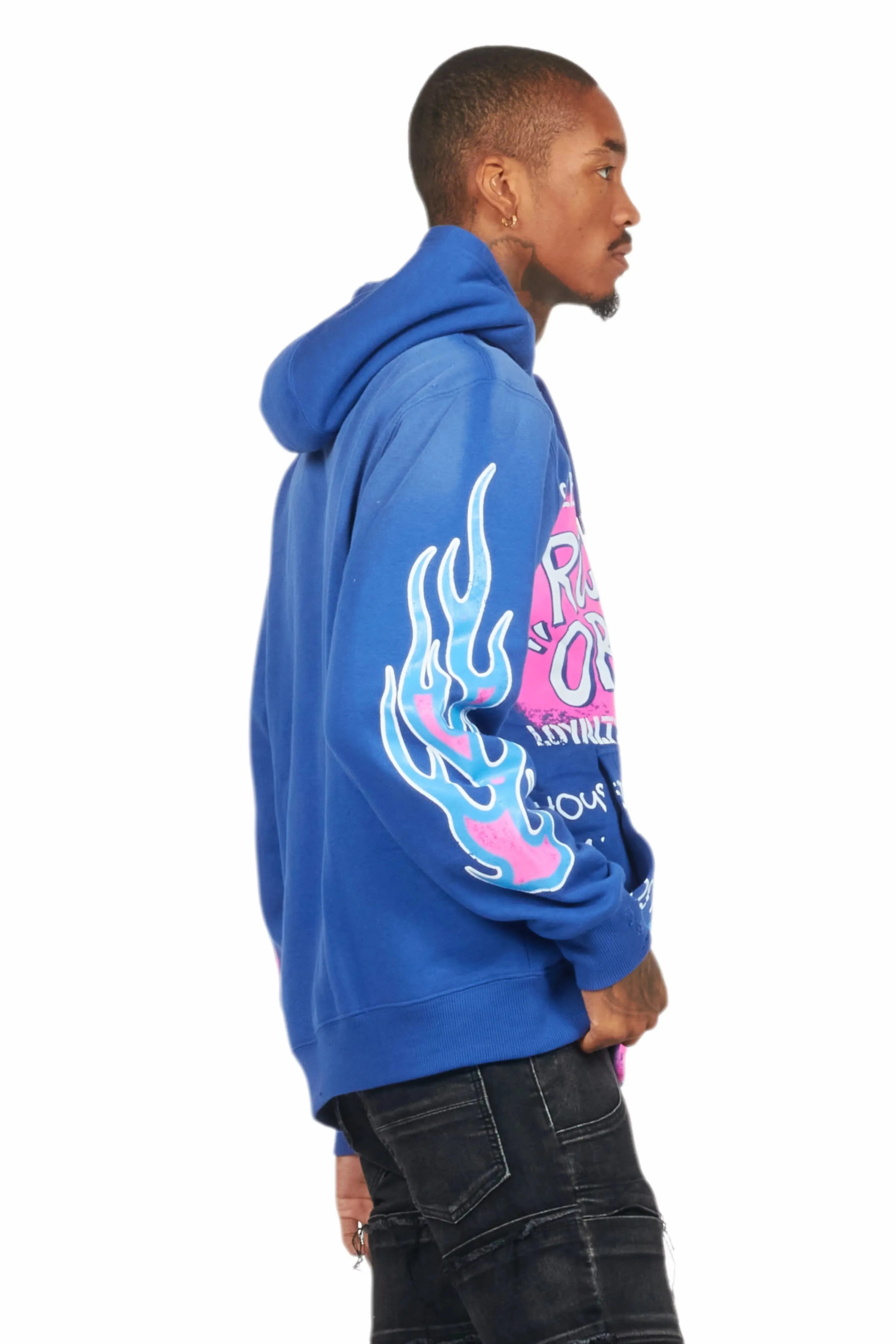 Beno Royal Blue Distressed Graphic Hoodie sold by Rockstar Original product image thumbnail 3