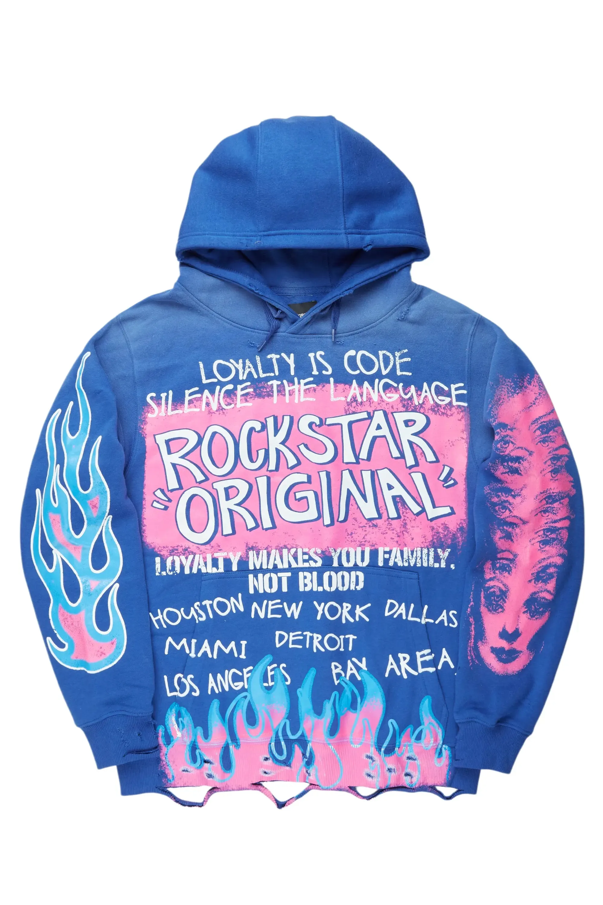 Beno Royal Blue Distressed Graphic Hoodie sold by Rockstar Original