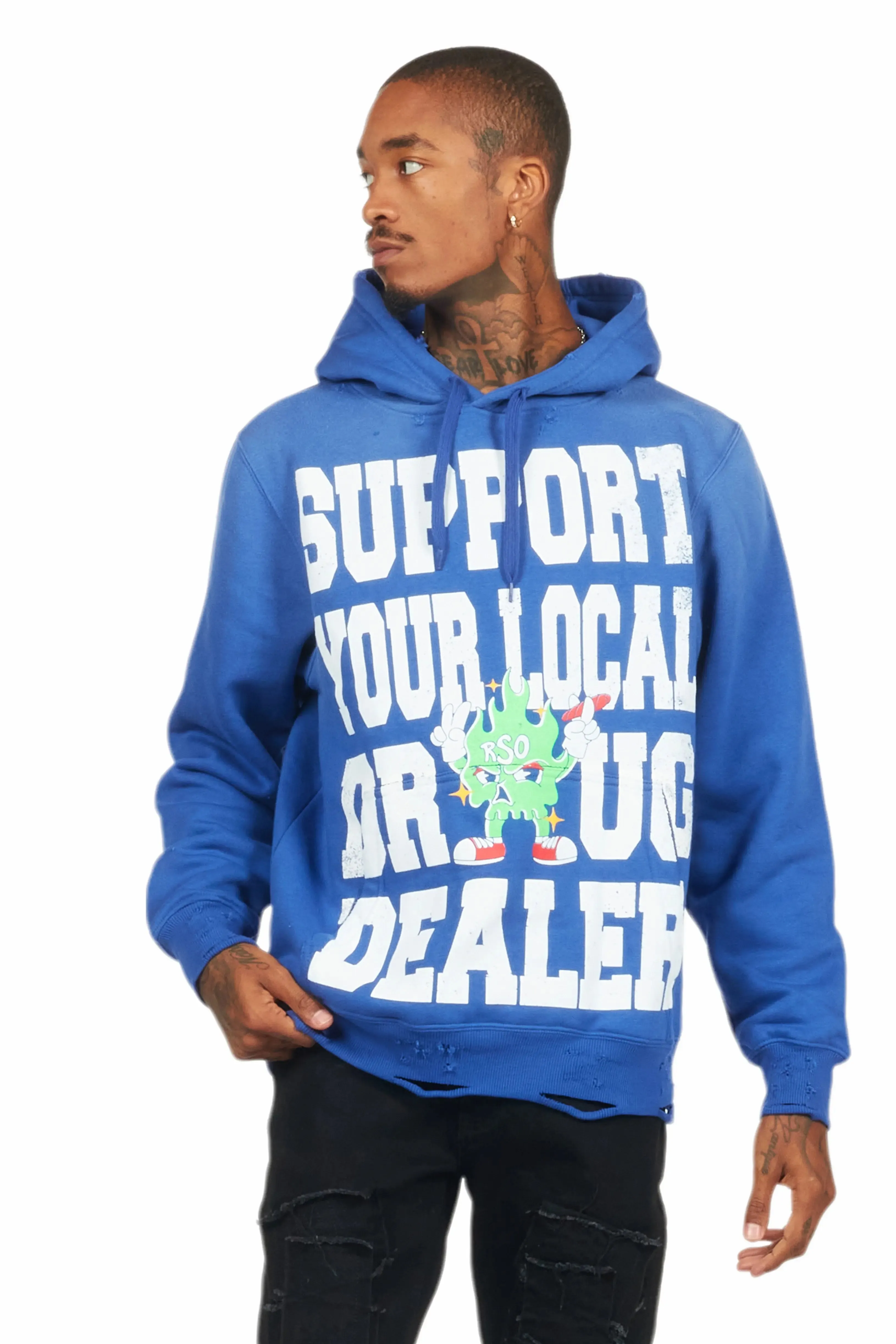 Tarl Royal Blue Distressed Graphic Hoodie sold by Rockstar Original product image thumbnail 2