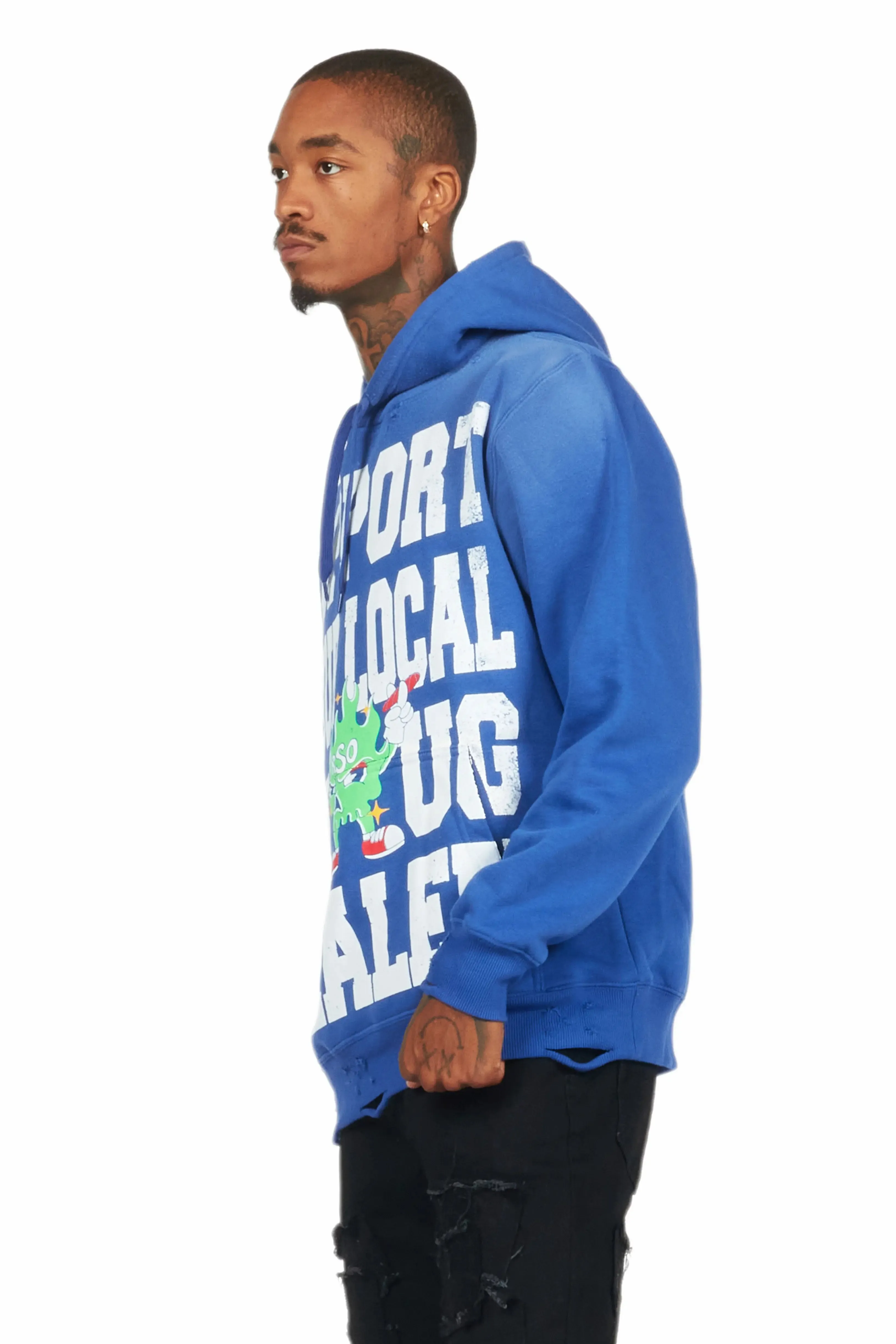Tarl Royal Blue Distressed Graphic Hoodie sold by Rockstar Original product image thumbnail 5