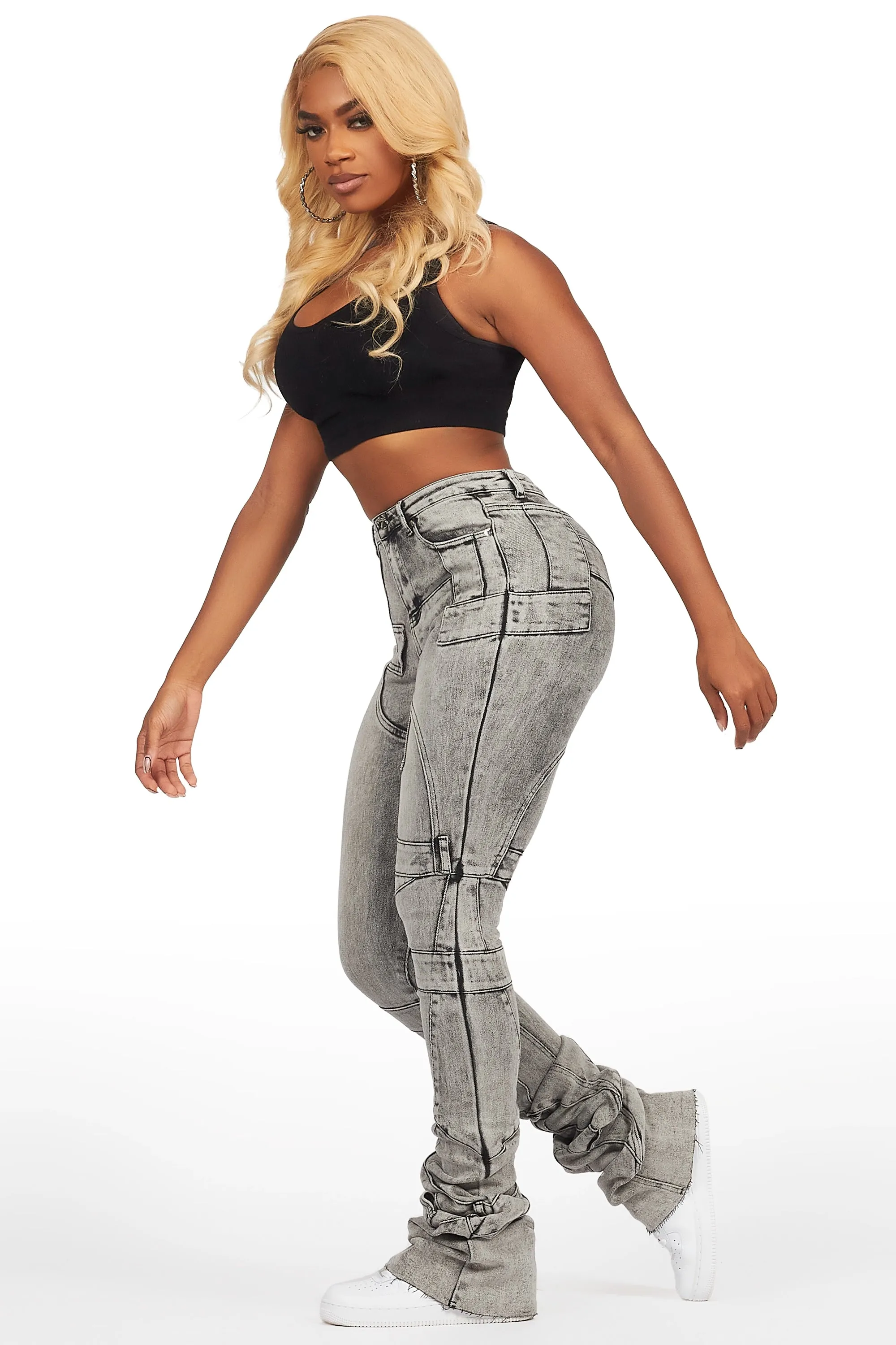 Wynter Grey Wash Super Stacked Jean sold by Rockstar Original product image thumbnail 4