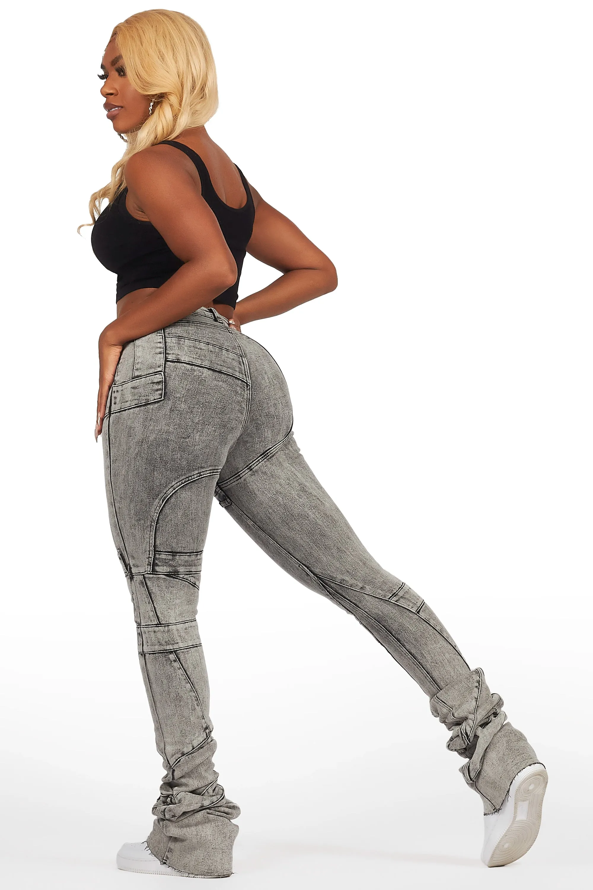 Wynter Grey Wash Super Stacked Jean sold by Rockstar Original product image thumbnail 5