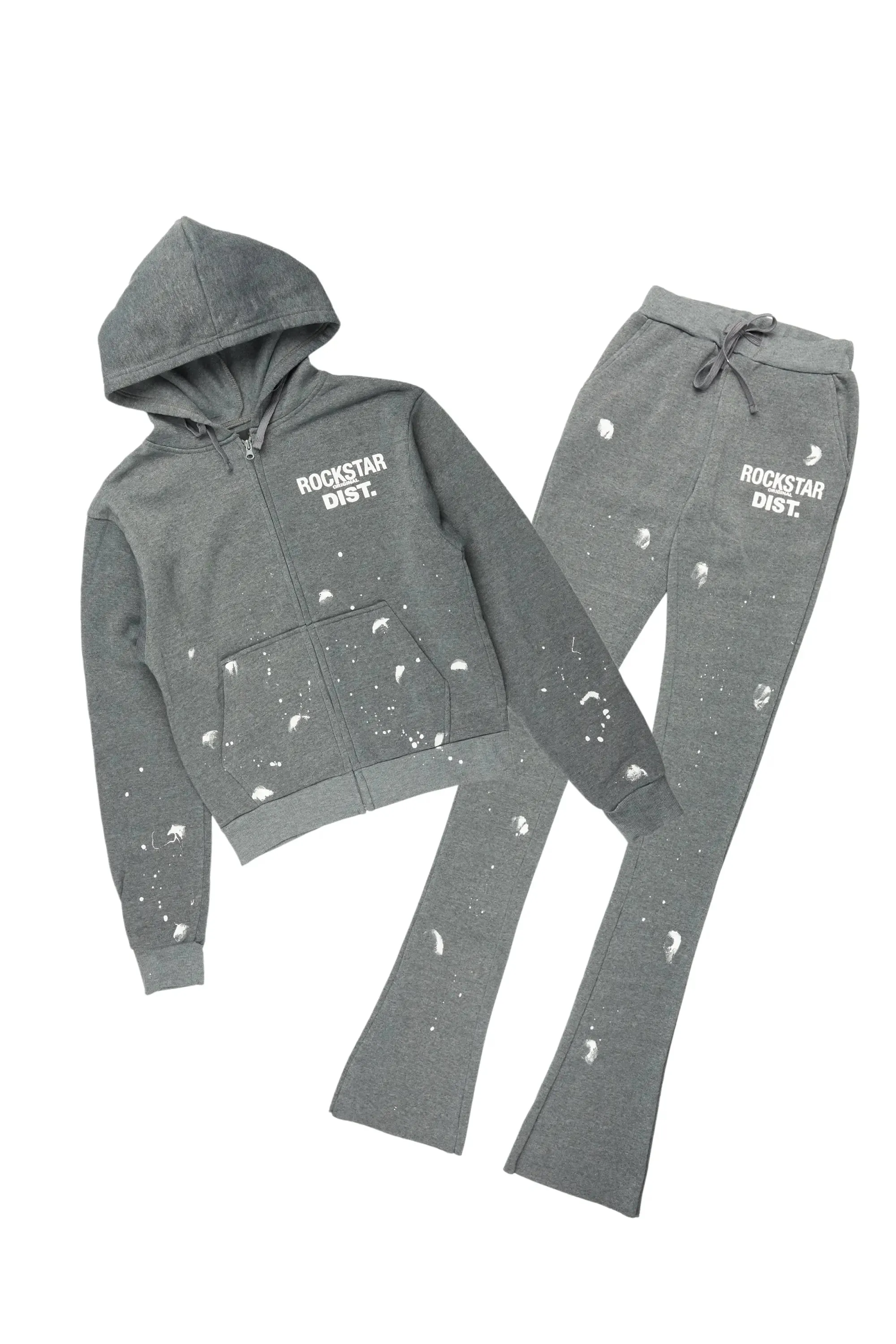 Halloway Heather Grey Zip Up Super Stacked Trackset sold by Rockstar Original