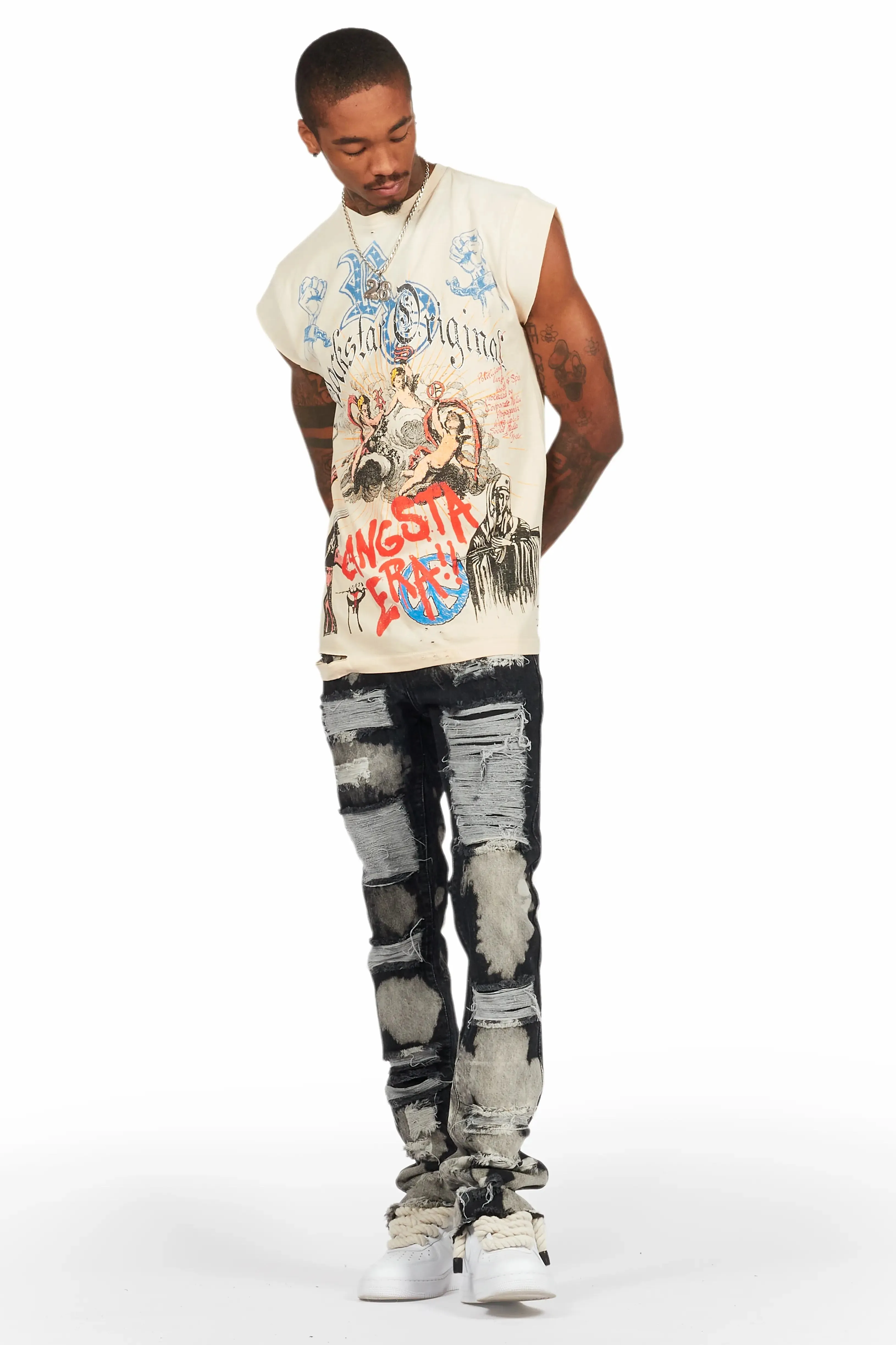 Stig Black Bleach Stacked Flare Jean sold by Rockstar Original product image thumbnail 4