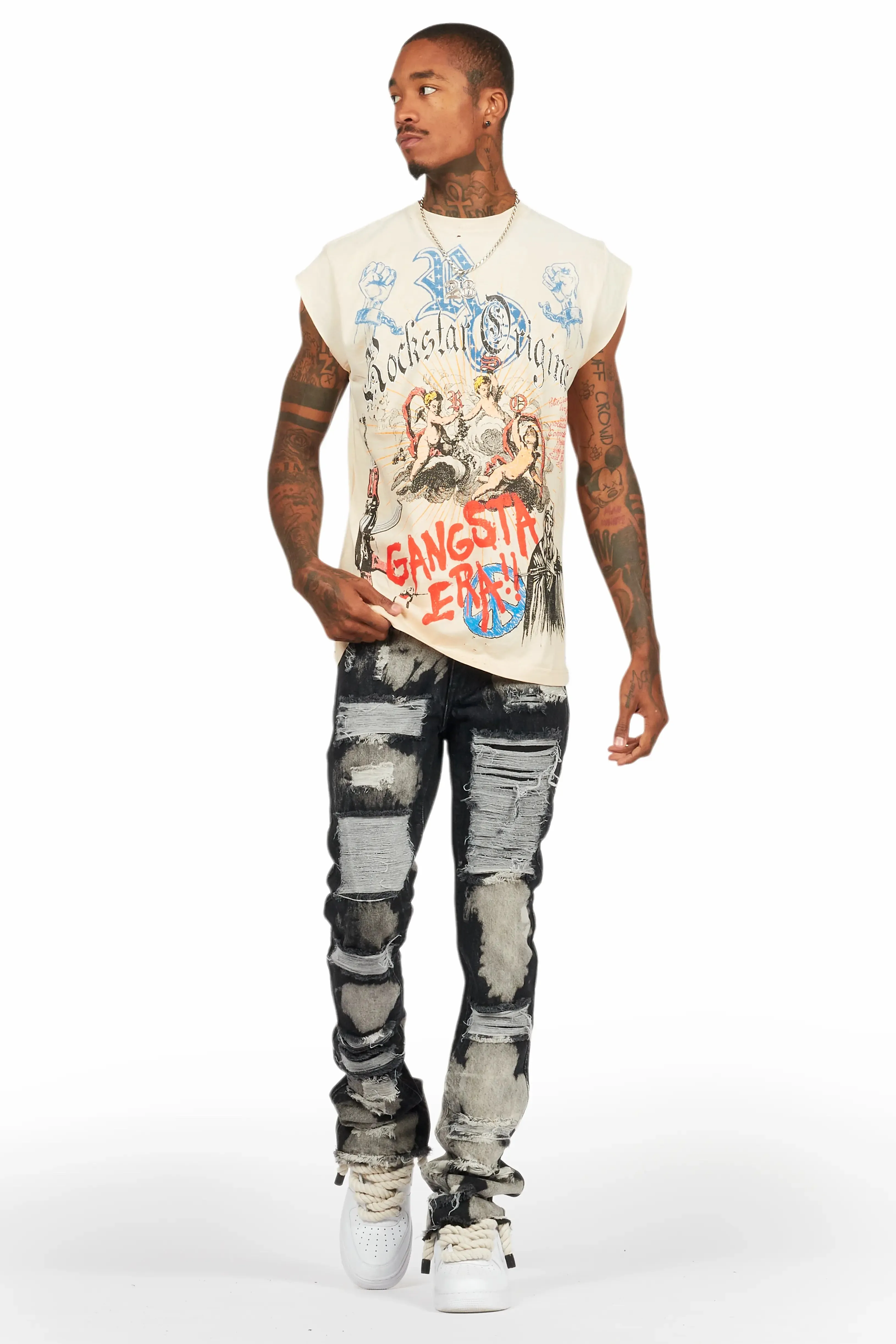 Stig Black Bleach Stacked Flare Jean sold by Rockstar Original product image thumbnail 3