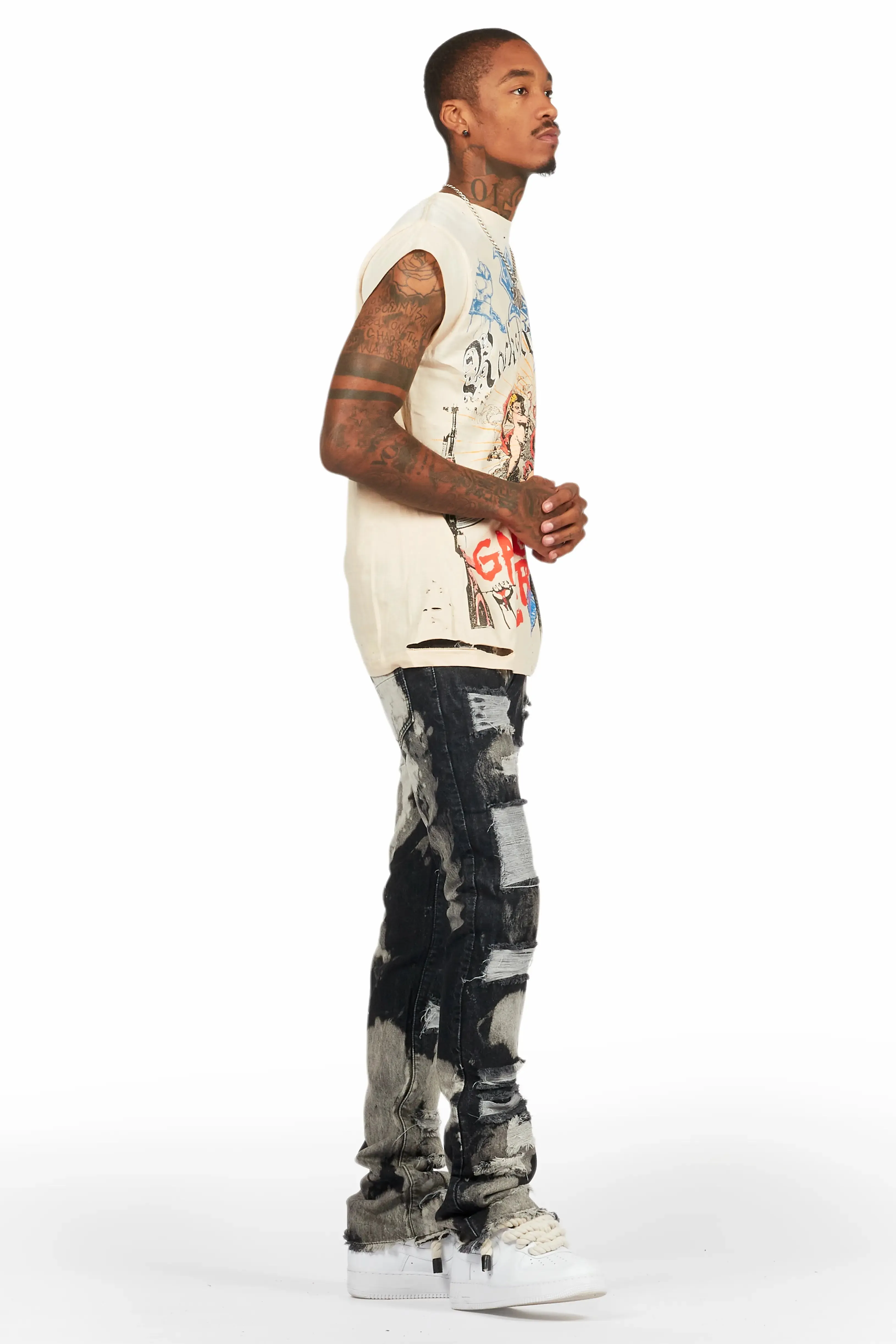 Stig Black Bleach Stacked Flare Jean sold by Rockstar Original product image thumbnail 5