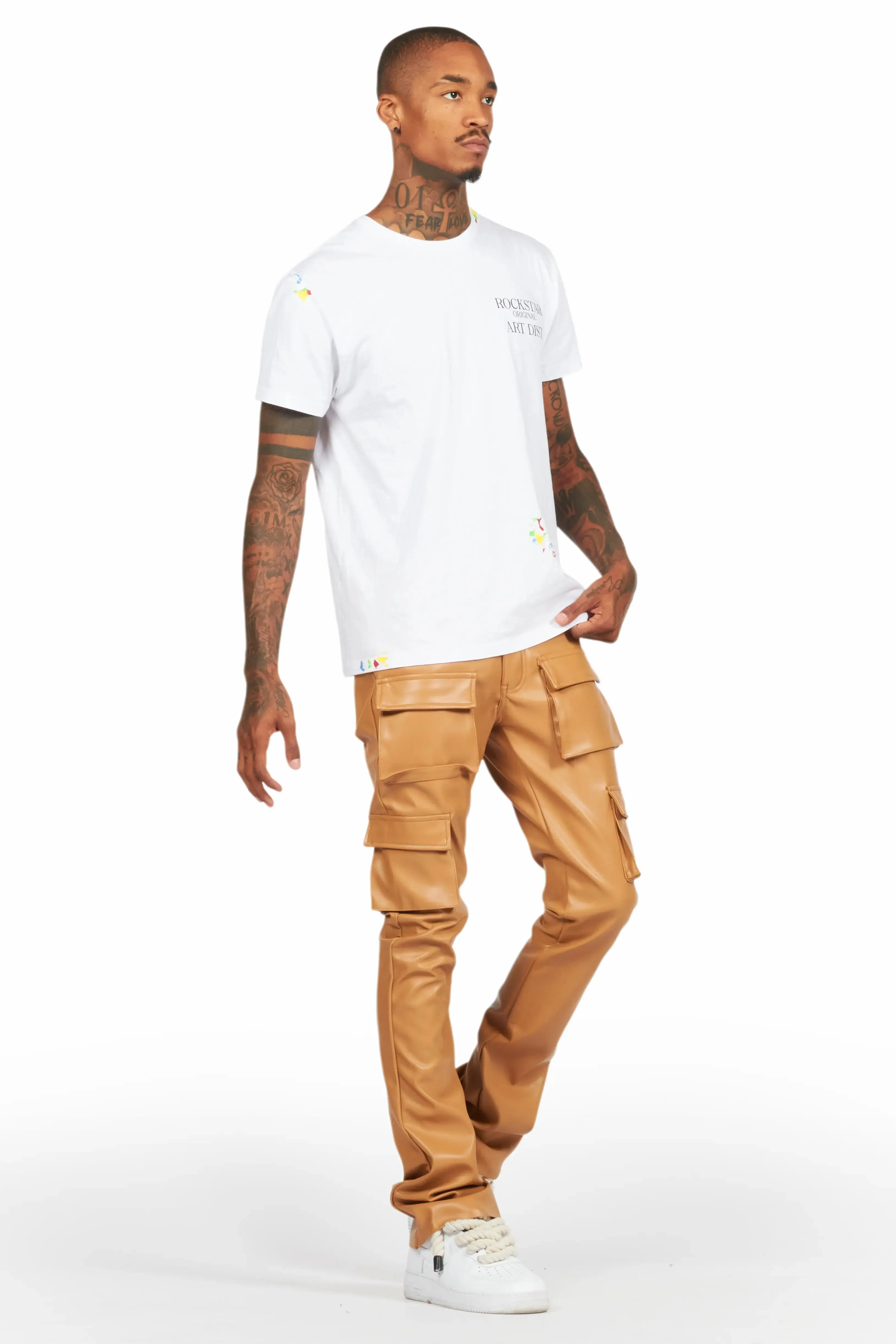 Khaza Beige PU Leather Jean sold by Rockstar Original product image thumbnail 4