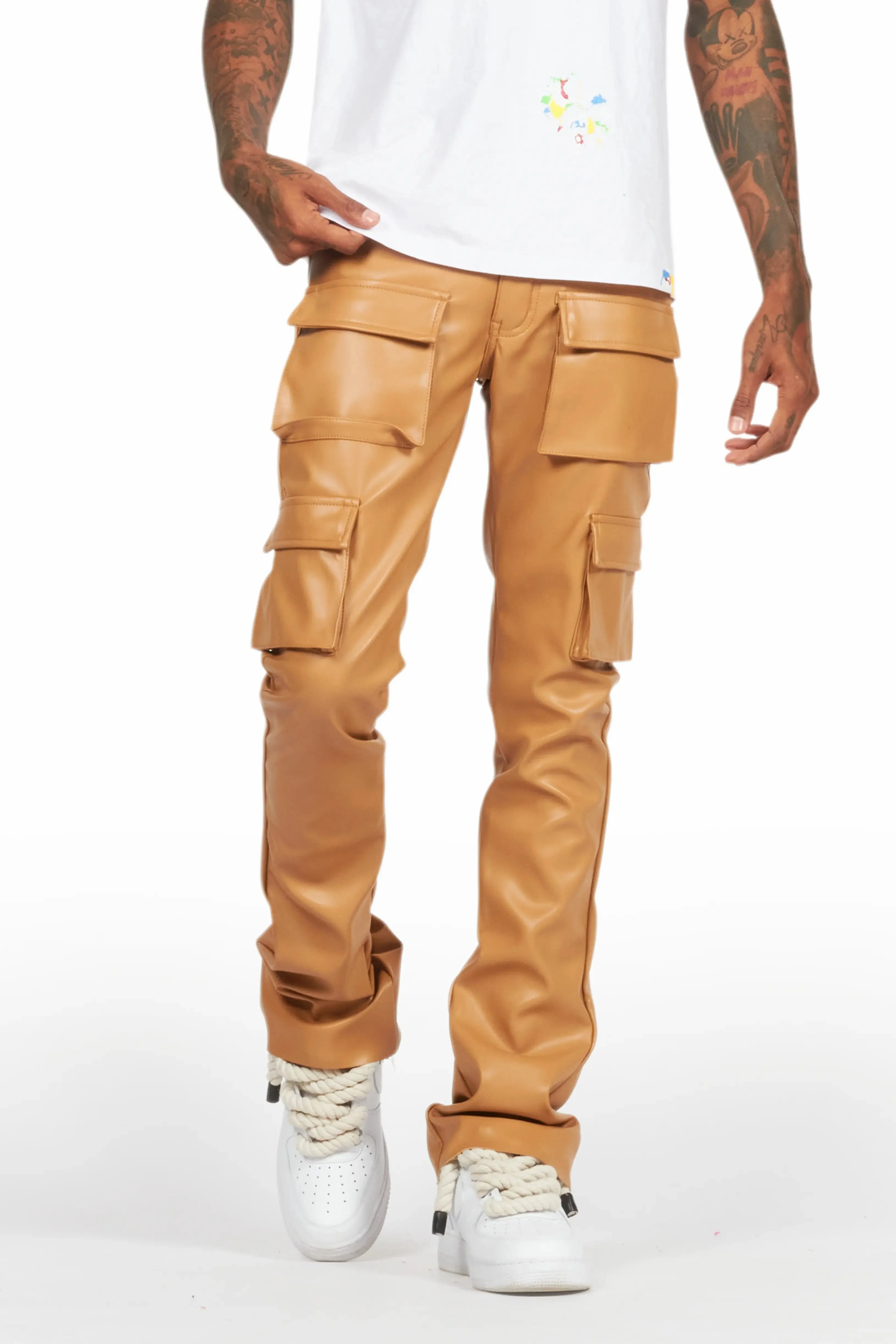 Khaza Beige PU Leather Jean sold by Rockstar Original