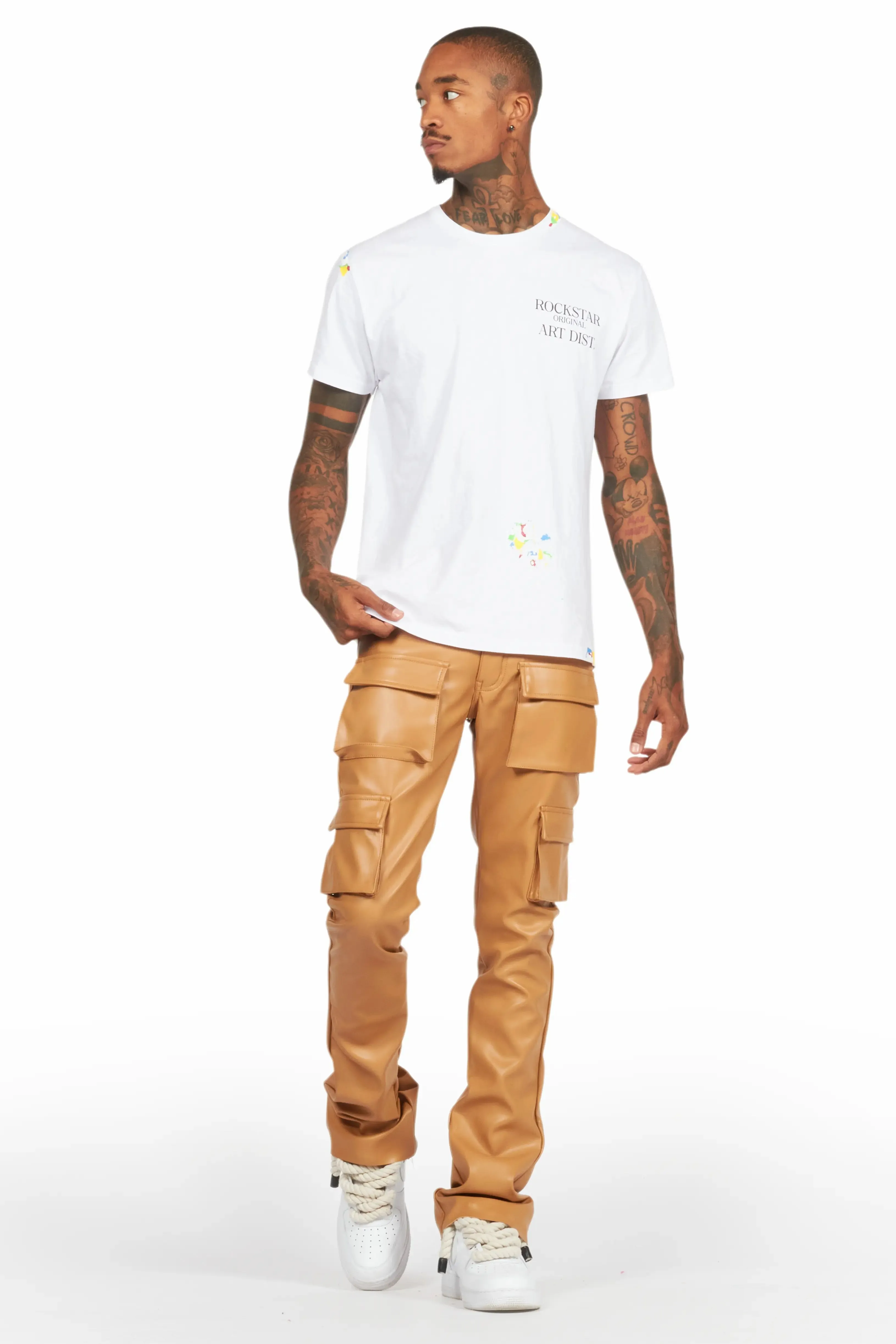 Khaza Beige PU Leather Jean sold by Rockstar Original product image thumbnail 3