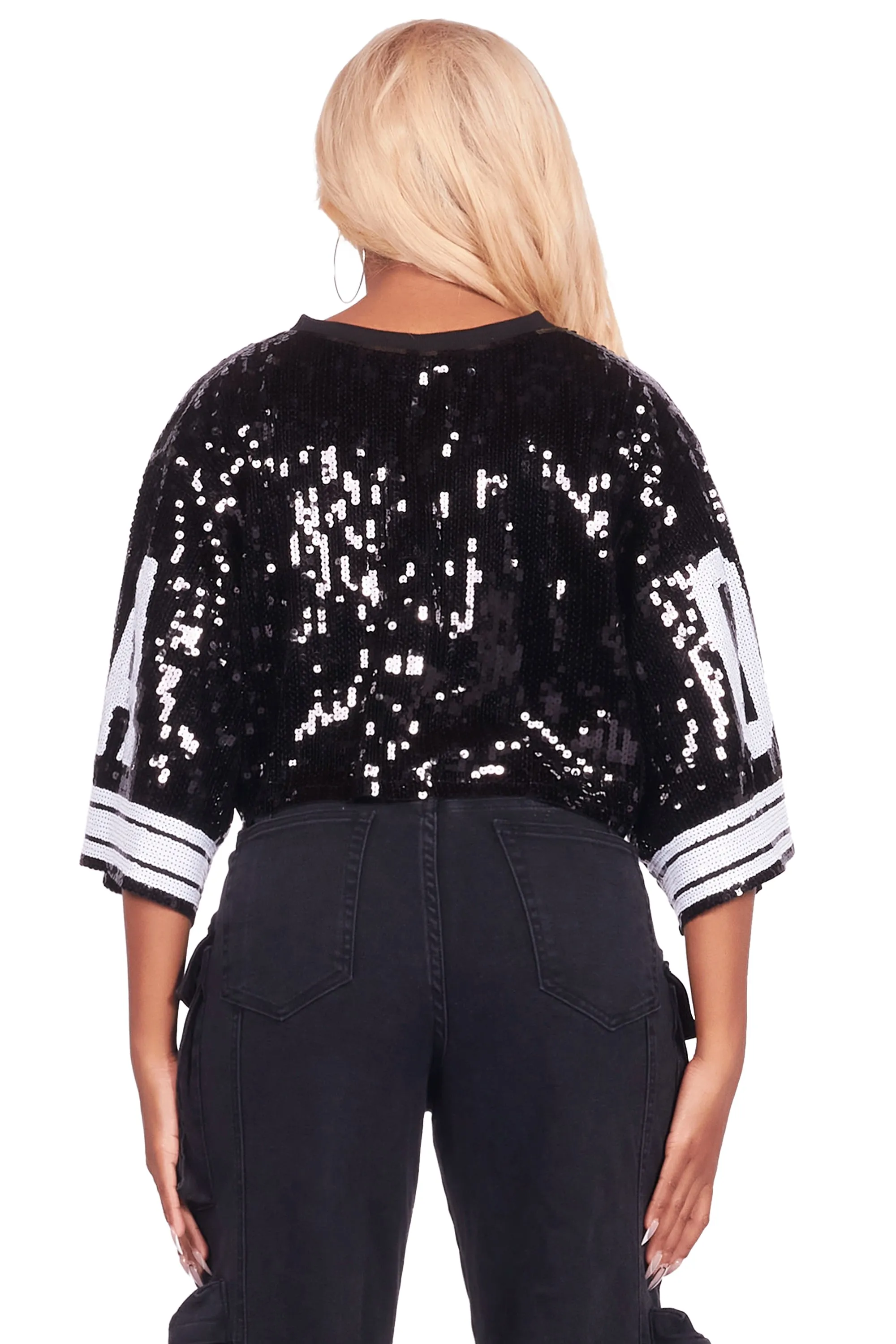 Alisha Black Sequin Crop Jersey sold by Rockstar Original product image thumbnail 5