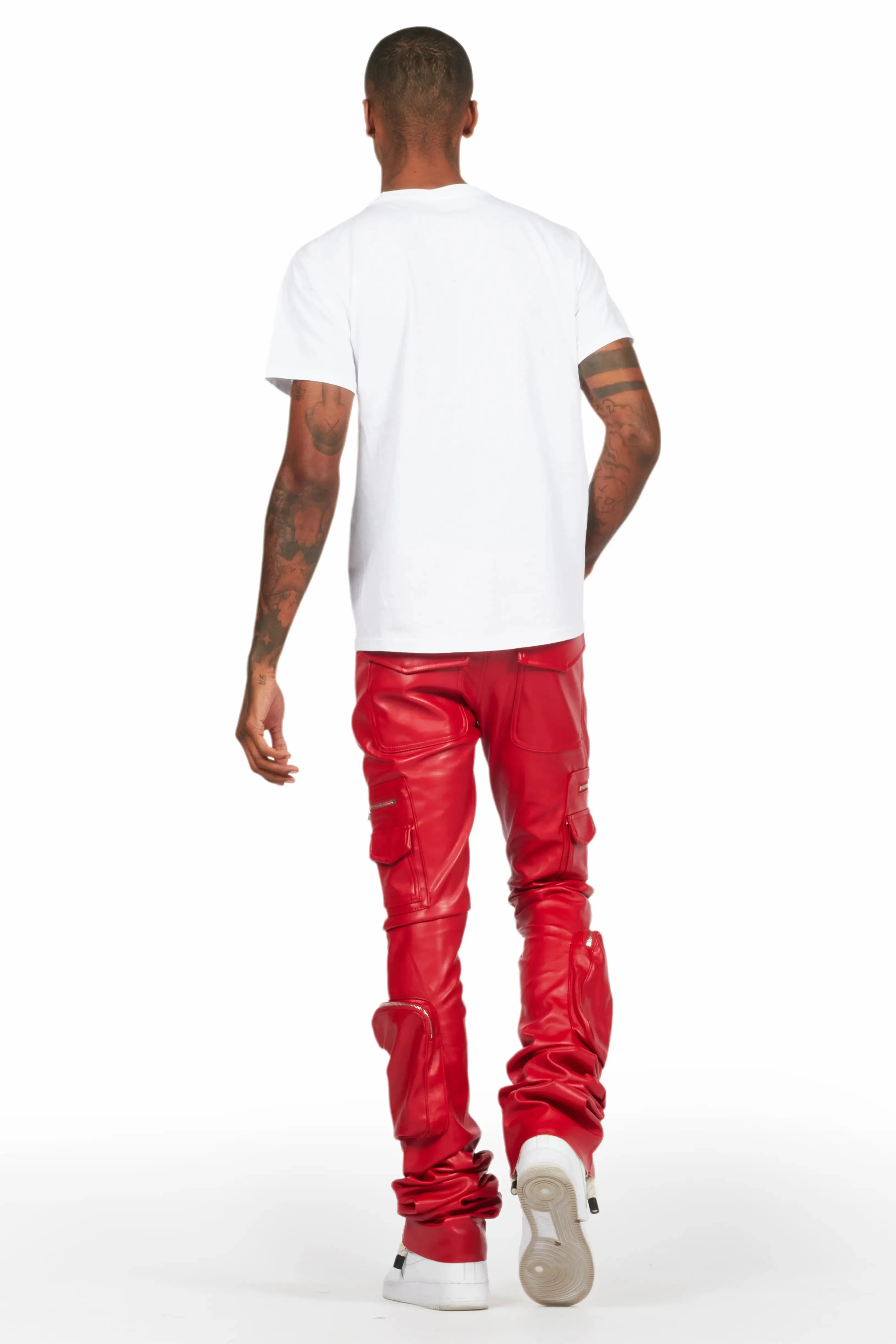 Sutton Red PU Super Stacked Flare Jean sold by Rockstar Original product image thumbnail 5