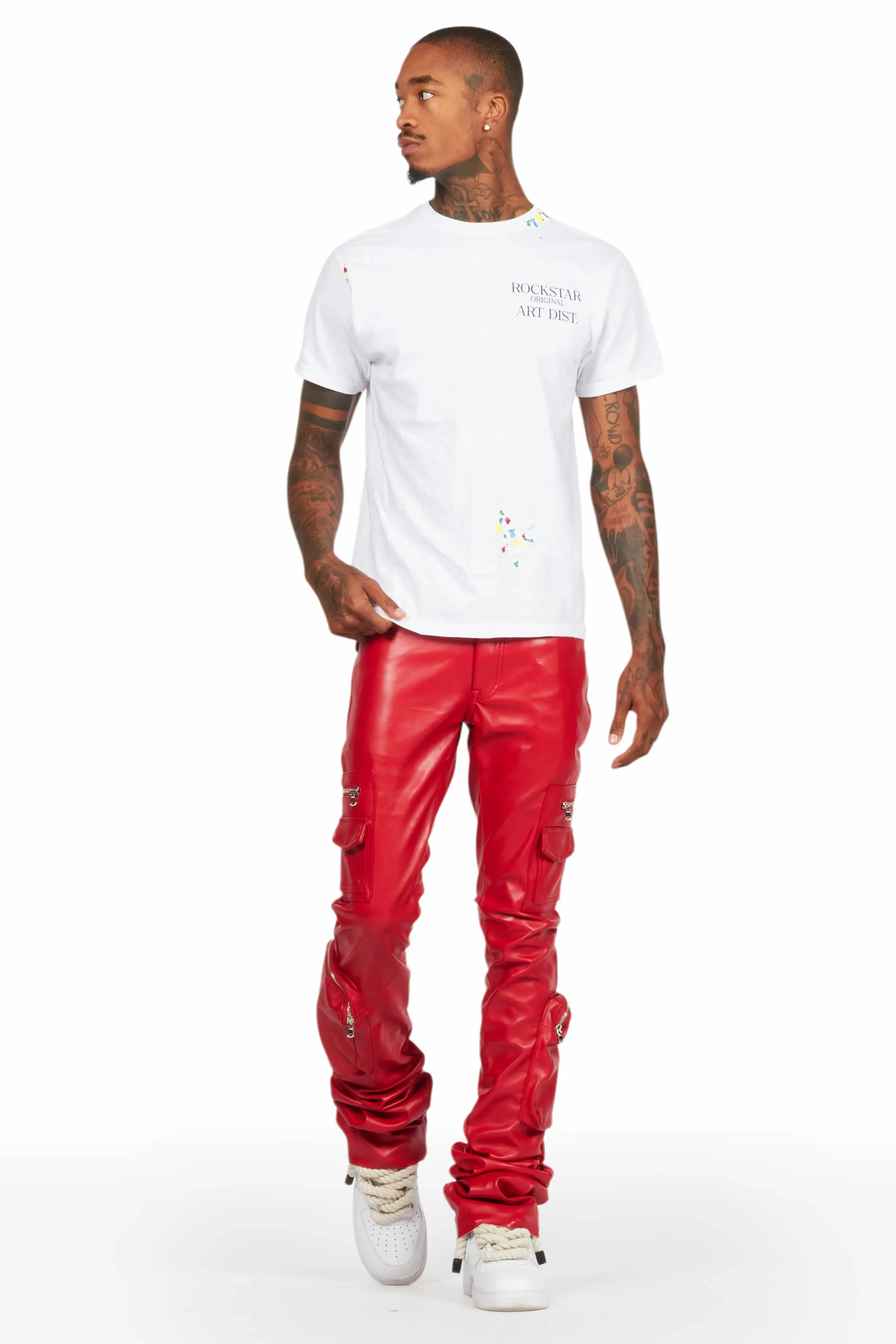 Sutton Red PU Super Stacked Flare Jean sold by Rockstar Original product image thumbnail 3