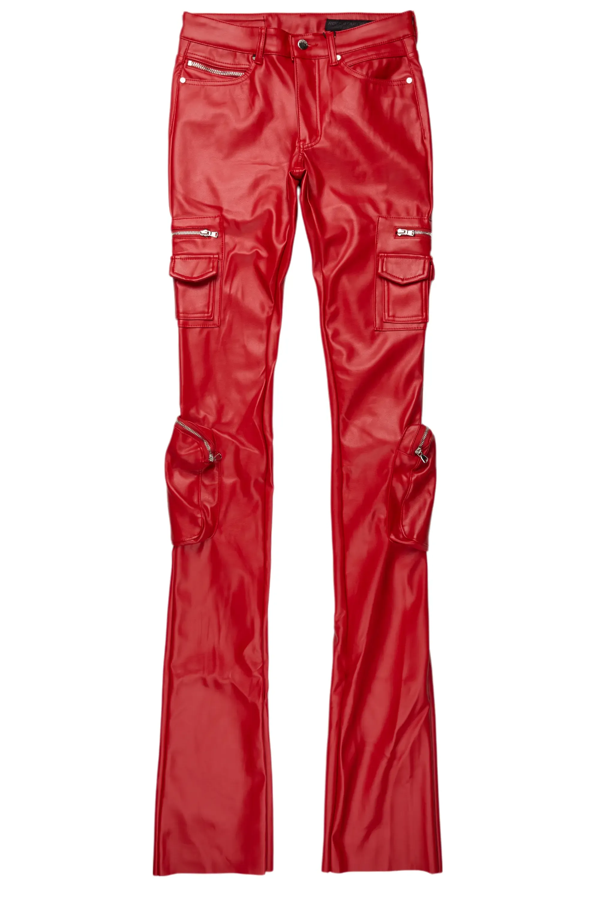 Sutton Red PU Super Stacked Flare Jean sold by Rockstar Original product image thumbnail 2
