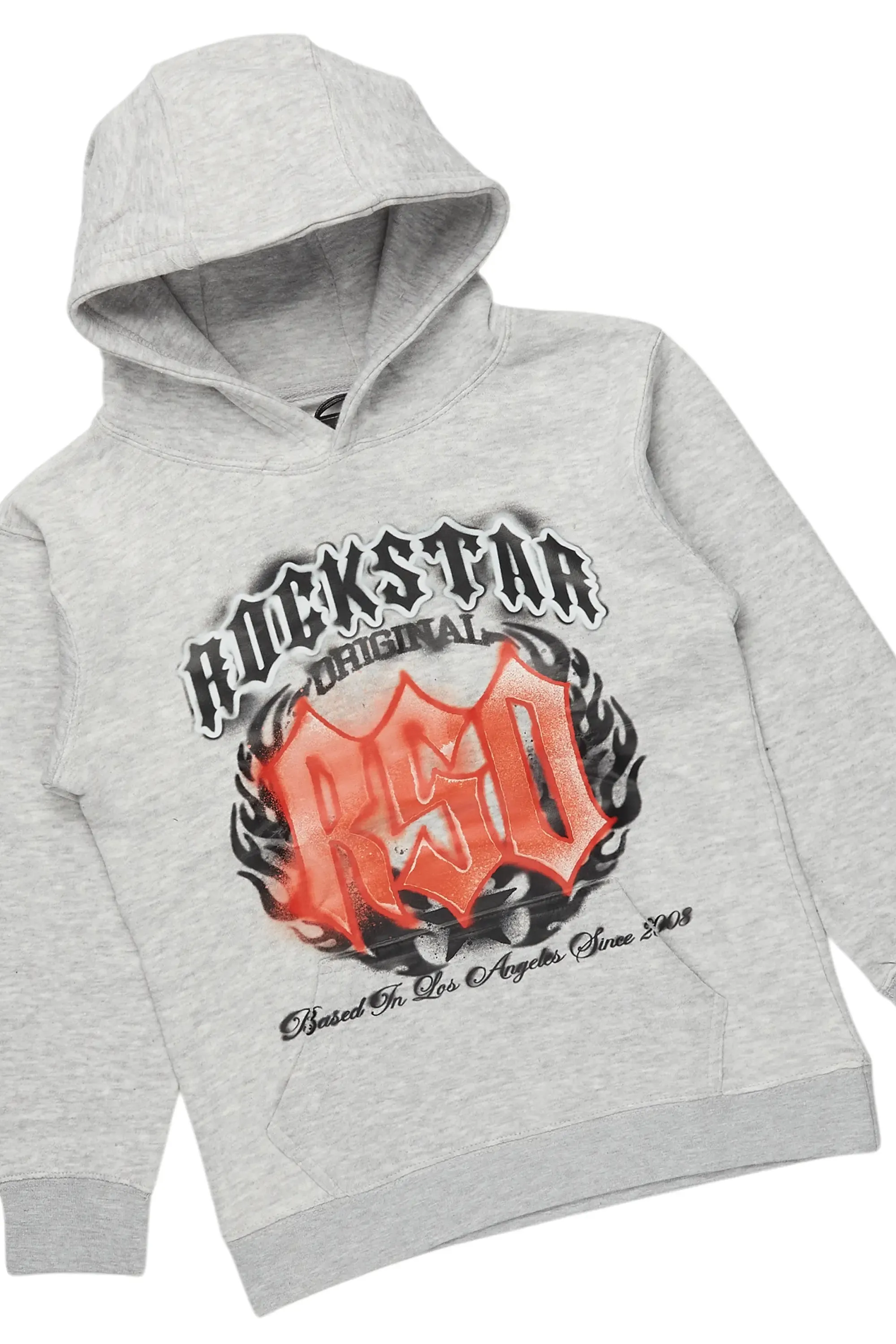 Boys Boaz Heather Grey/Black Hoodie/Stacked Flare Jean Set sold by Rockstar Original product image thumbnail 2