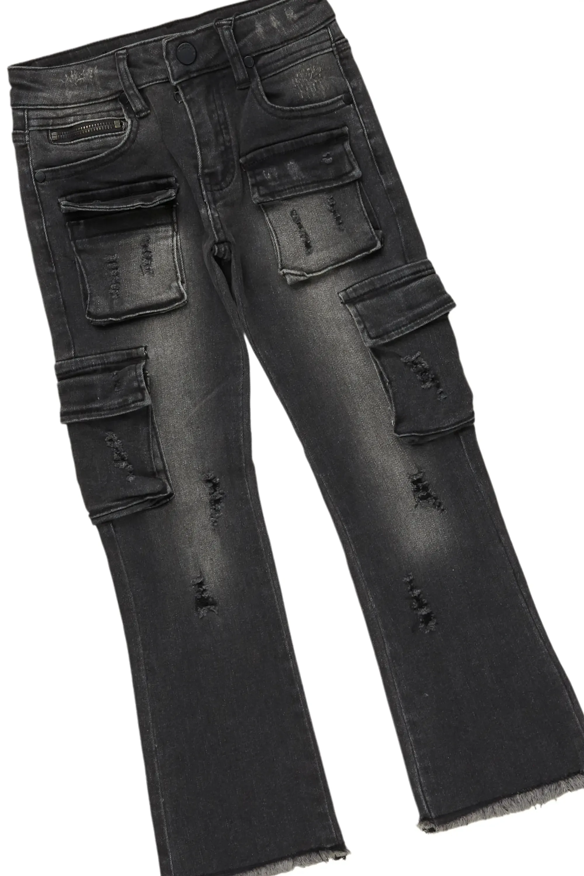 Boys Amina Black/Grey Hoodie/Stacked Flare Jean Set sold by Rockstar Original product image thumbnail 3