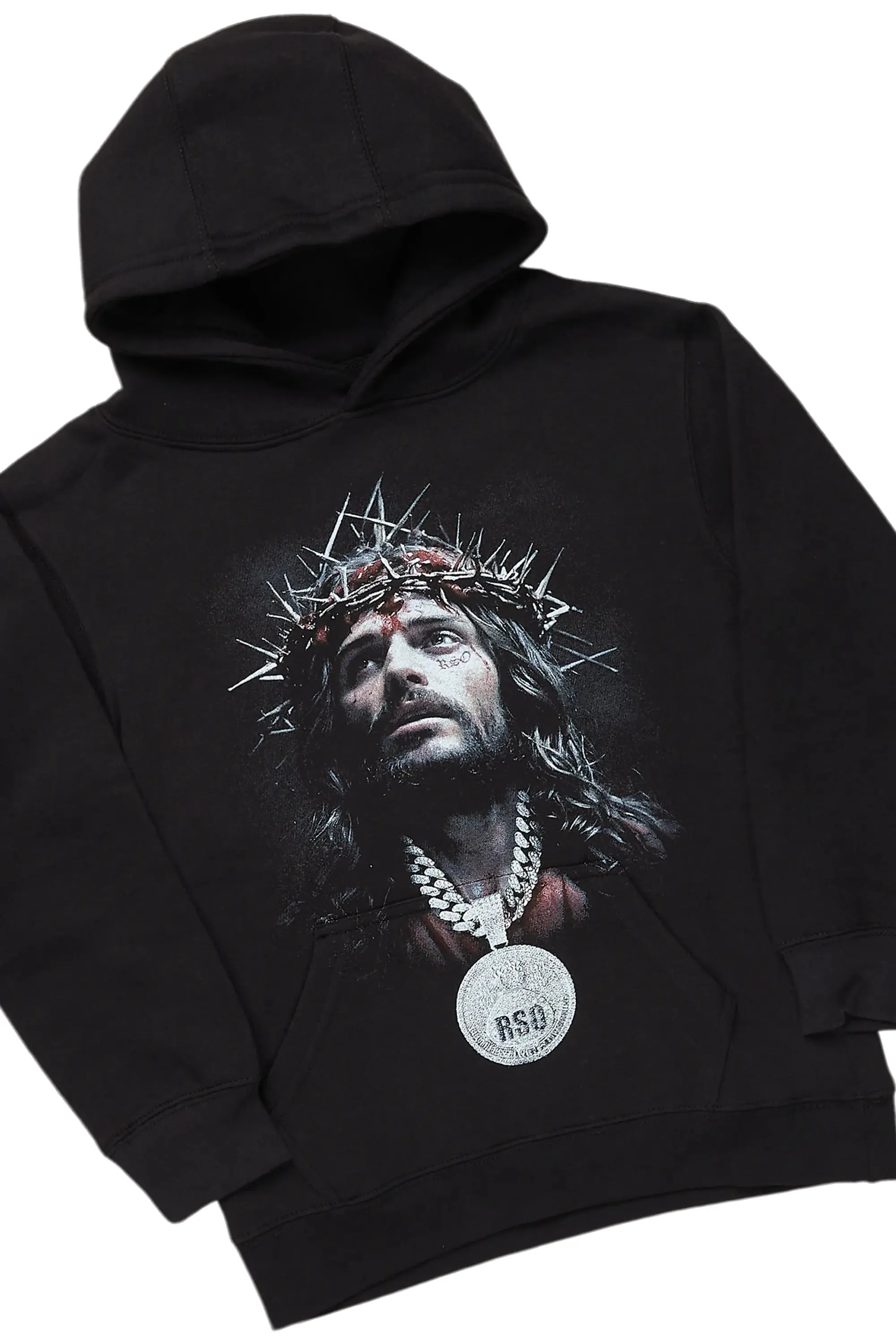 Boys Amina Black/Grey Hoodie/Stacked Flare Jean Set sold by Rockstar Original product image thumbnail 2