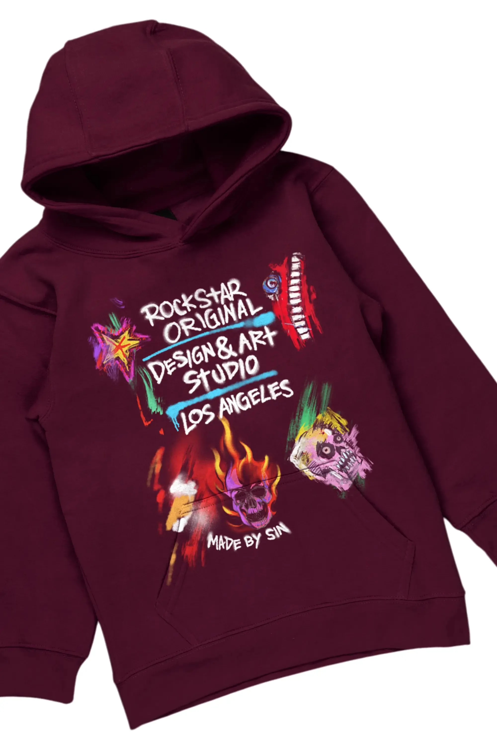 Boys Soweto Maroon Hoodie/Stack Flare Jean Set sold by Rockstar Original product image thumbnail 2