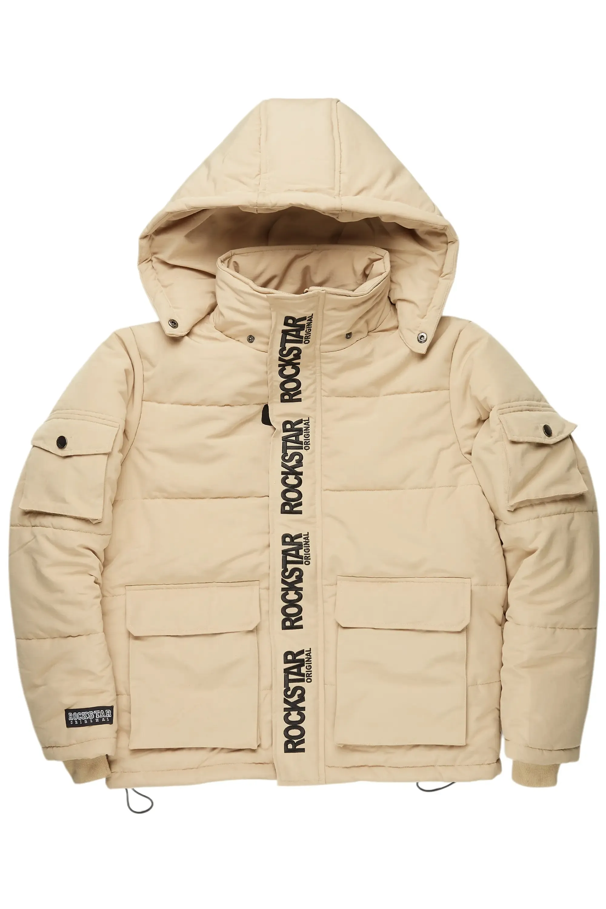 Adley Beige Utility Puffer Jacket sold by Rockstar Original