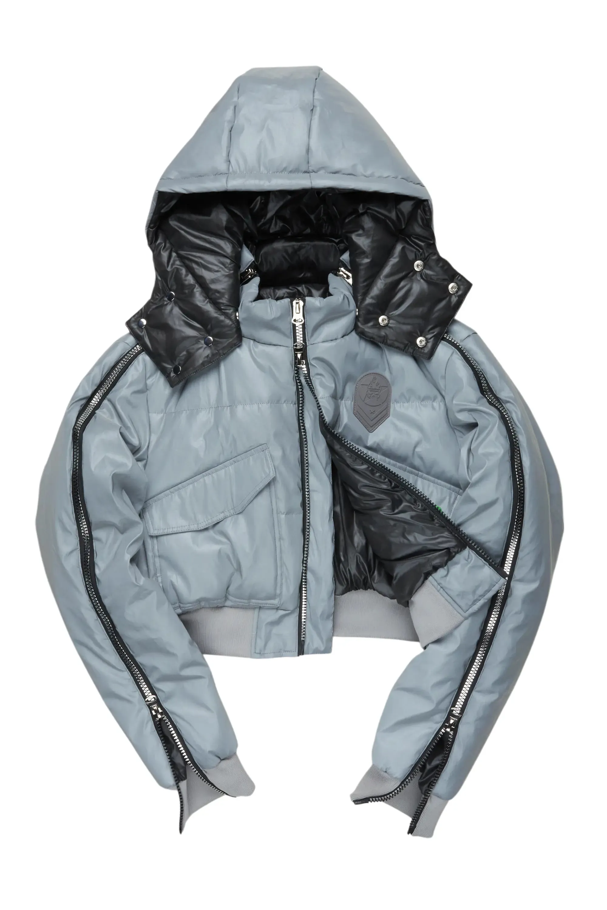 Kamryn Silver Reflective Crop Puffer Jacket sold by Rockstar Original product image thumbnail 4