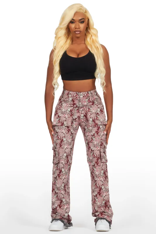 Viviane Pink Floral Tapestry Stacked Pant sold by Rockstar Original