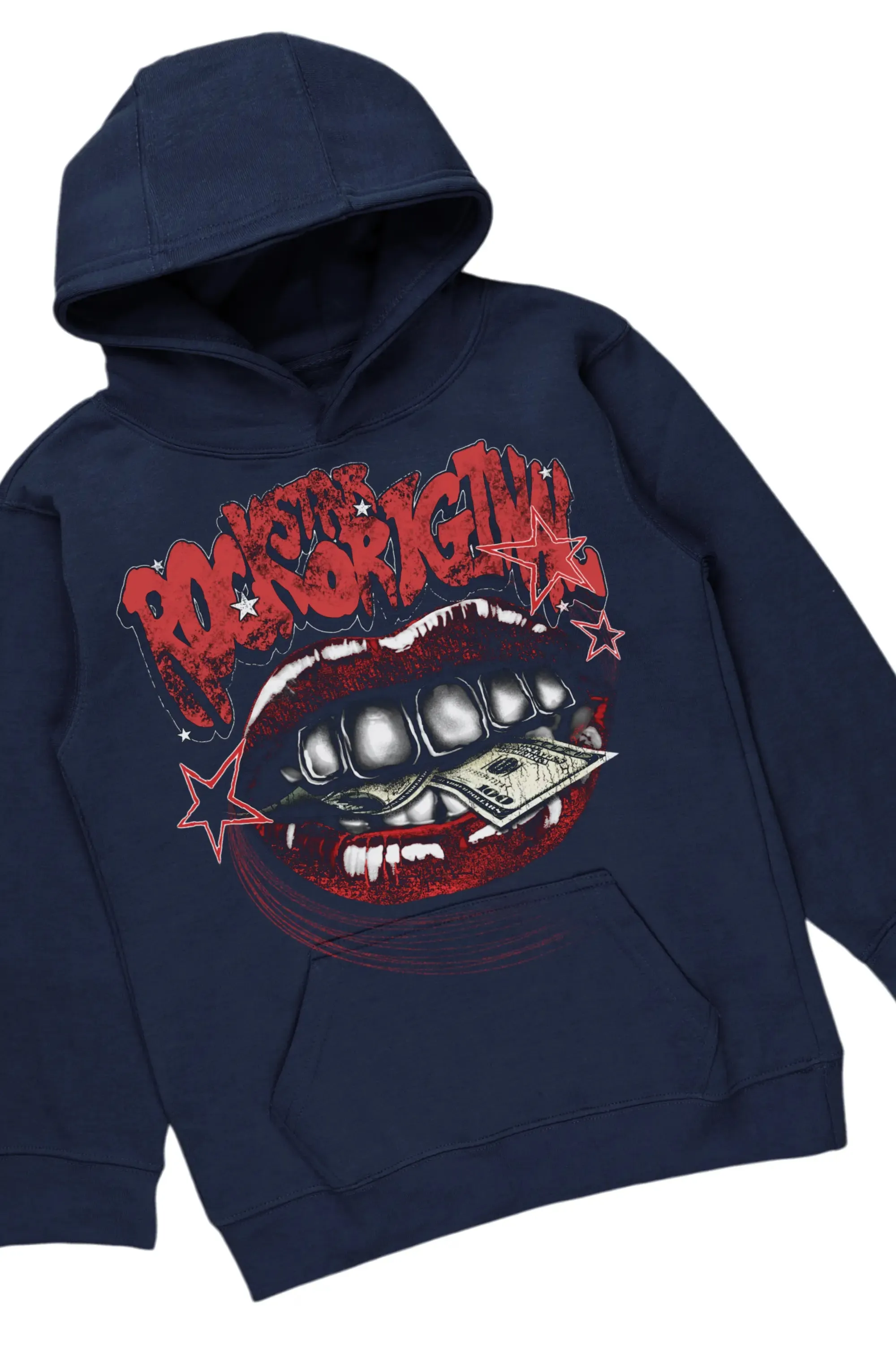 Boys Bloke Navy Hoodie/Stacked Flare Jean Set sold by Rockstar Original product image thumbnail 2