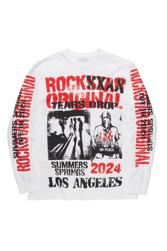 Omer White Long Sleeve Graphic T-Shirt sold by Rockstar Original
