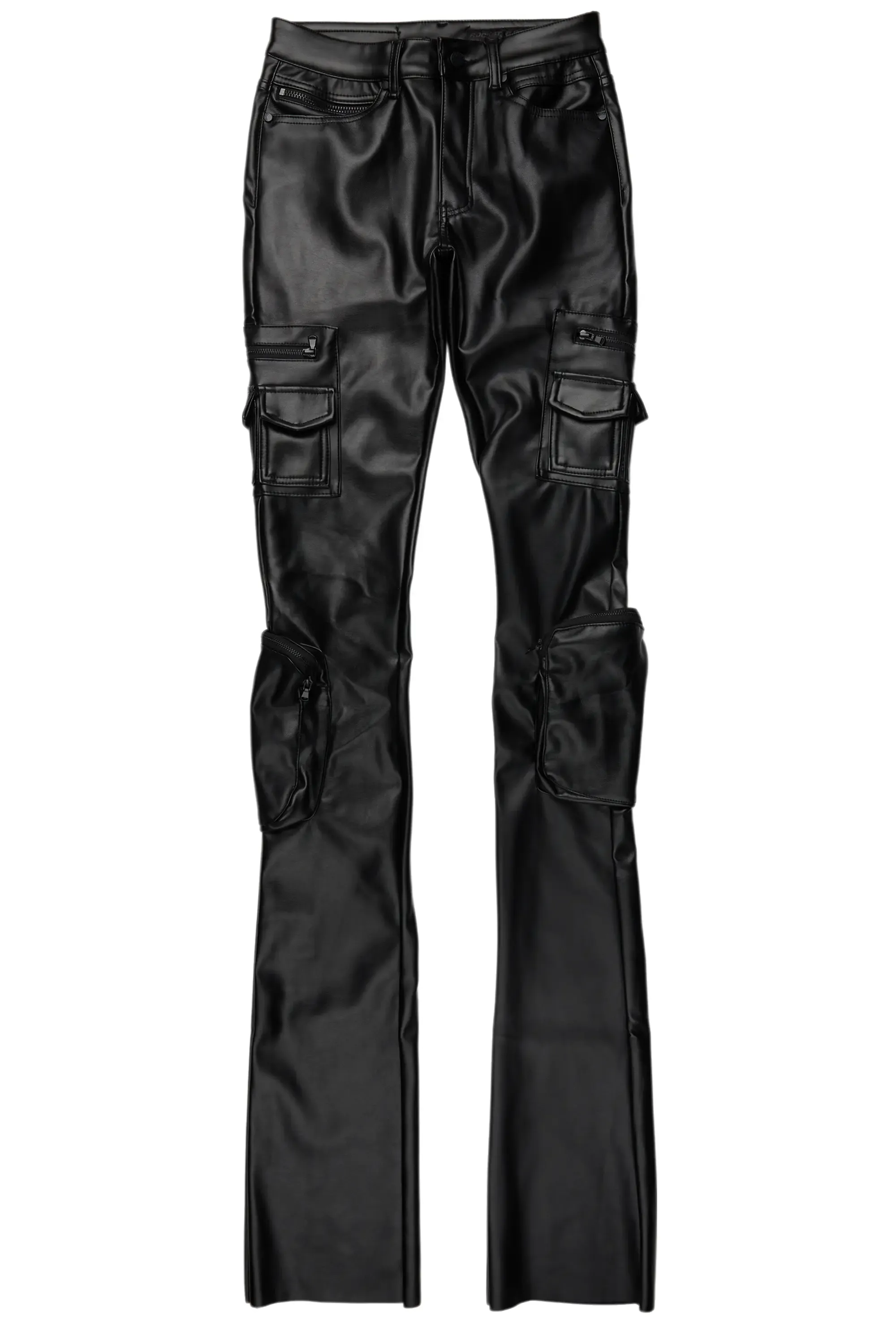 Sutton Jet Black PU Super Stacked Flare Jean sold by Rockstar Original product image thumbnail 2