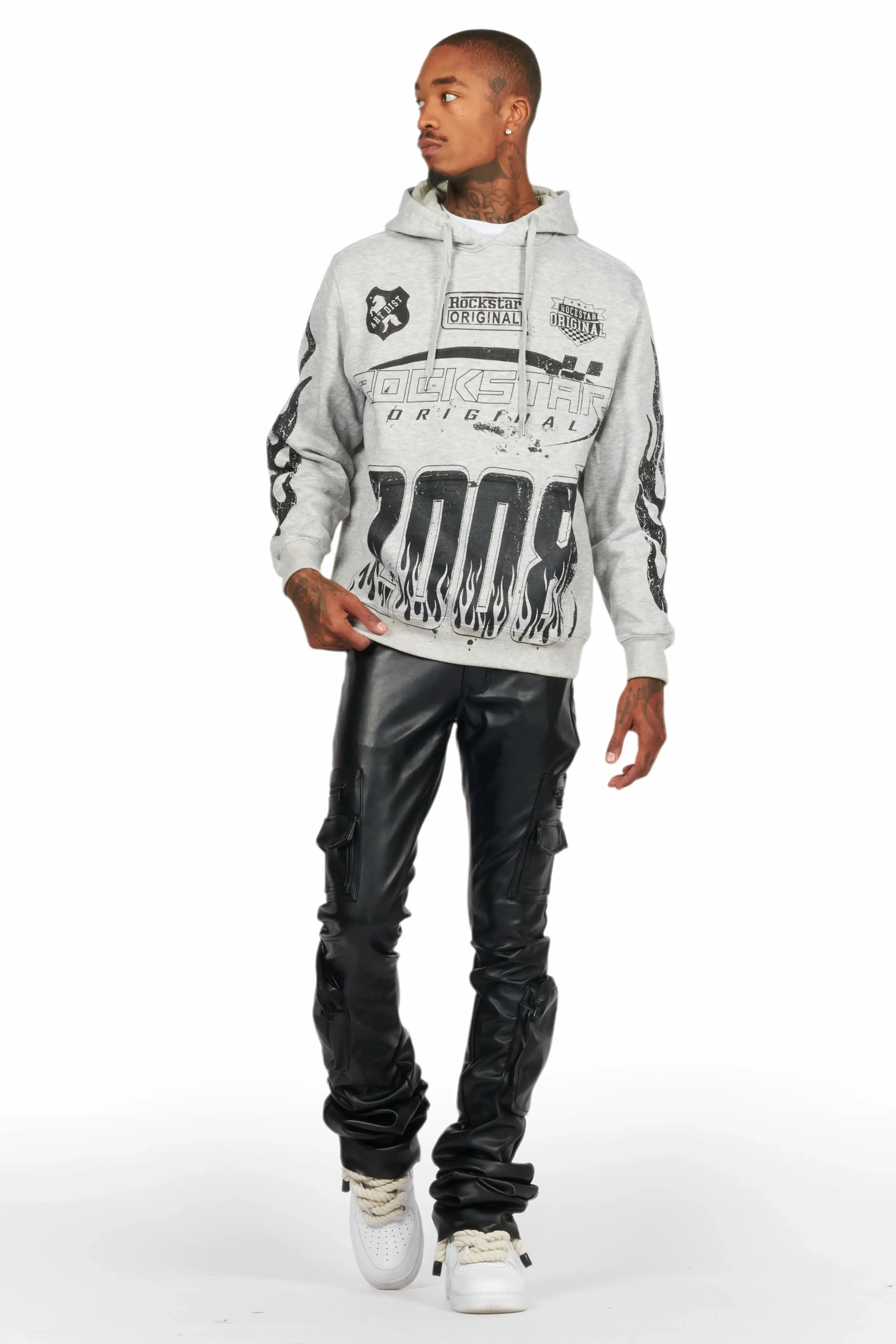 Sutton Jet Black PU Super Stacked Flare Jean sold by Rockstar Original product image thumbnail 3