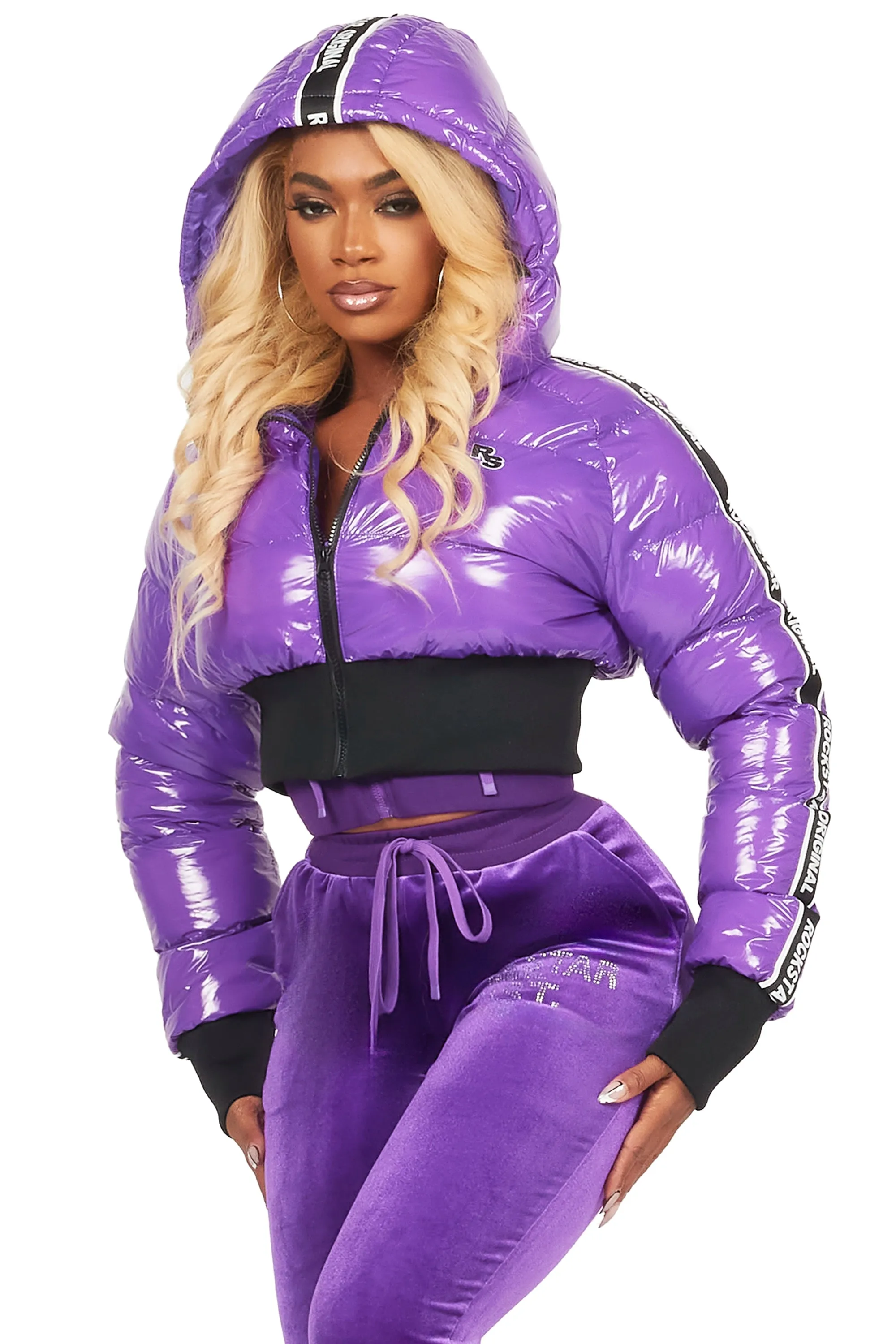 Jackey Purple 2.0 Crop Puffer Jacket sold by Rockstar Original product image thumbnail 3