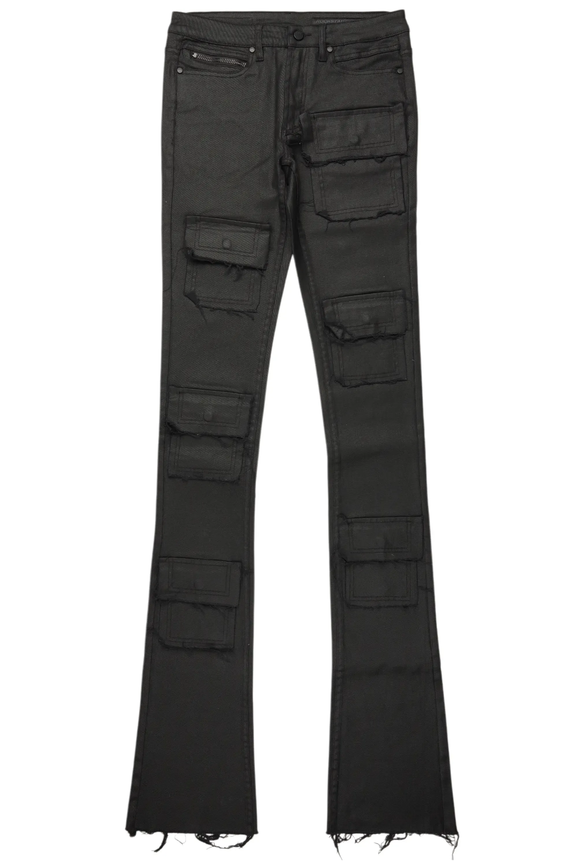 Petrus Black Coated Super Stacked Flare Jean sold by Rockstar Original product image thumbnail 2
