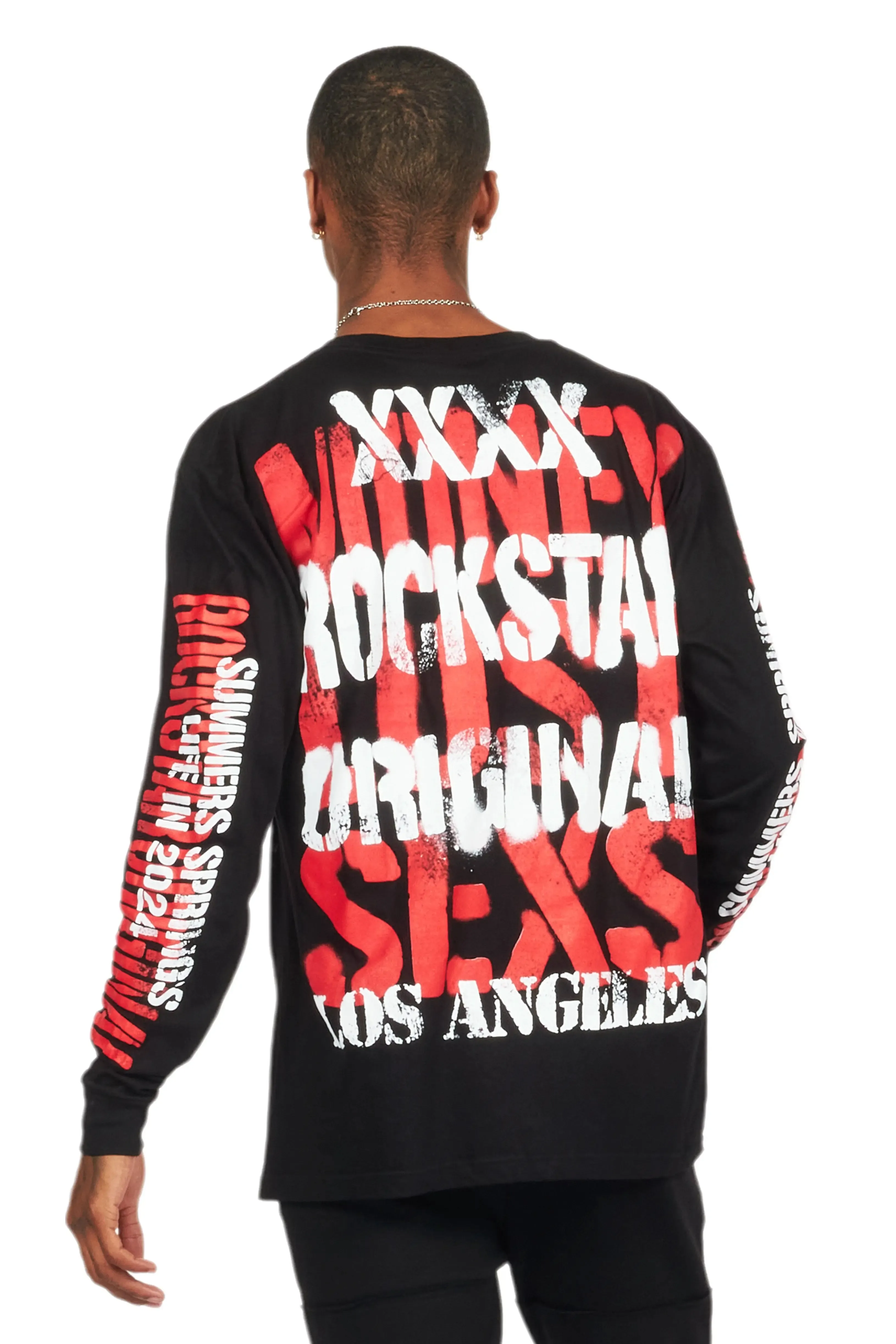 Omer Black Long Sleeve Graphic T-Shirt sold by Rockstar Original product image thumbnail 4